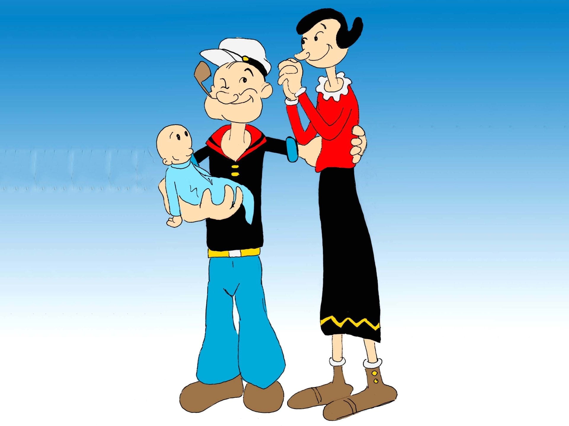 people, holding, standing, men, TV Show, childhood, two people, sky, nature, child, Popeye, happiness, adult, celebration, smiling, emotion, togetherness, HD Wallpaper