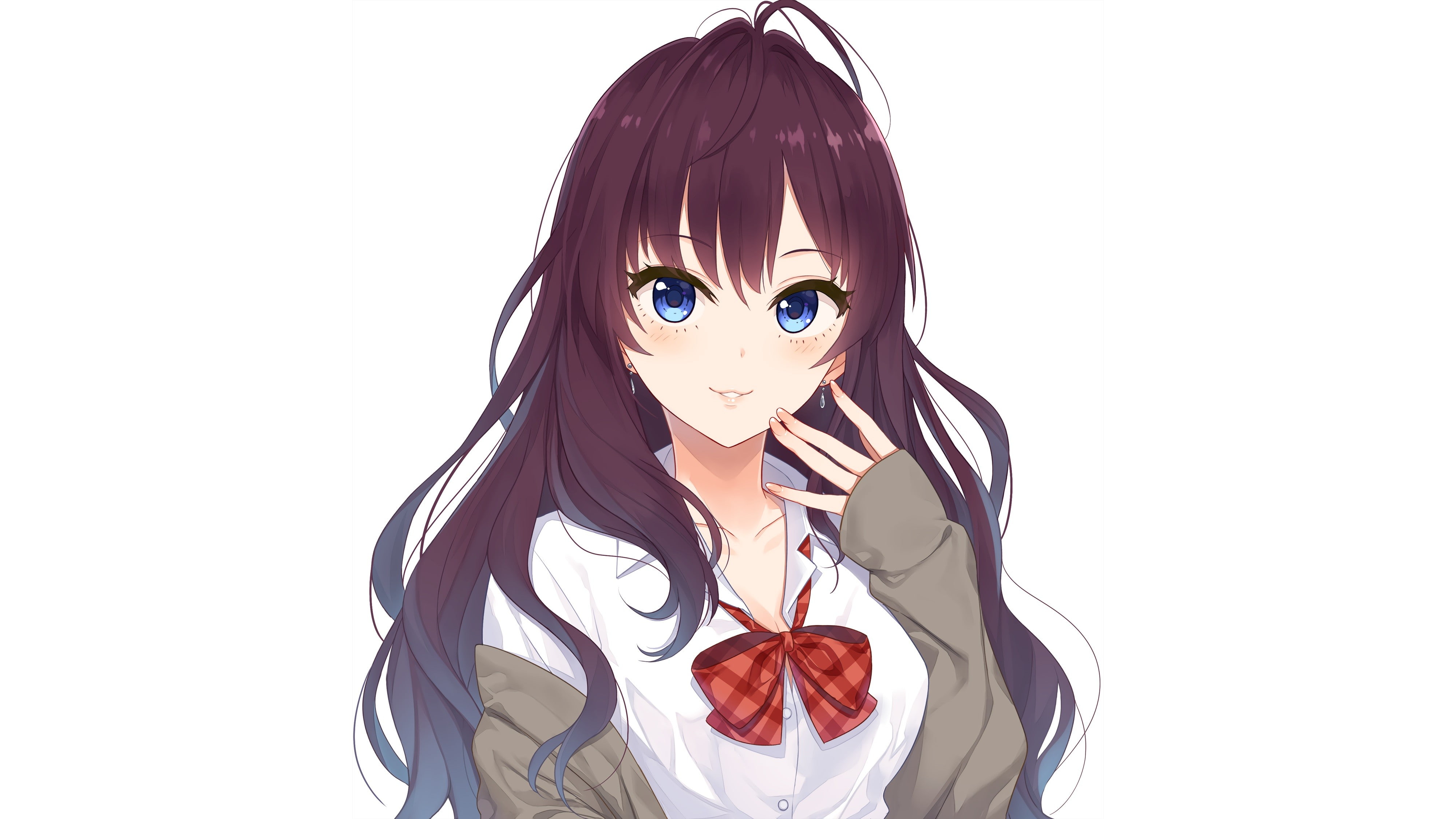 anime girls, THE iDOLM@STER: Cinderella Girls, Ichinose Shiki, anime, long hair, brunette, blue eyes, 4K, HD Wallpaper