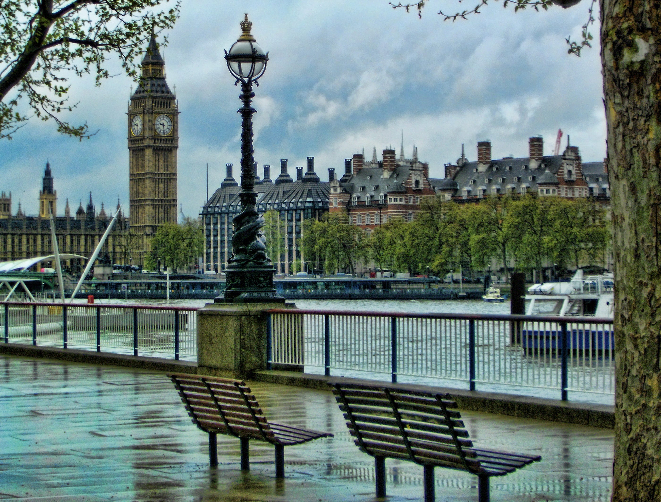 river, england, travel destinations, bridge - man made structure, 2K, spire, building exterior, day, cloudy, connection, landscape, architecture, outdoors, HD Wallpaper