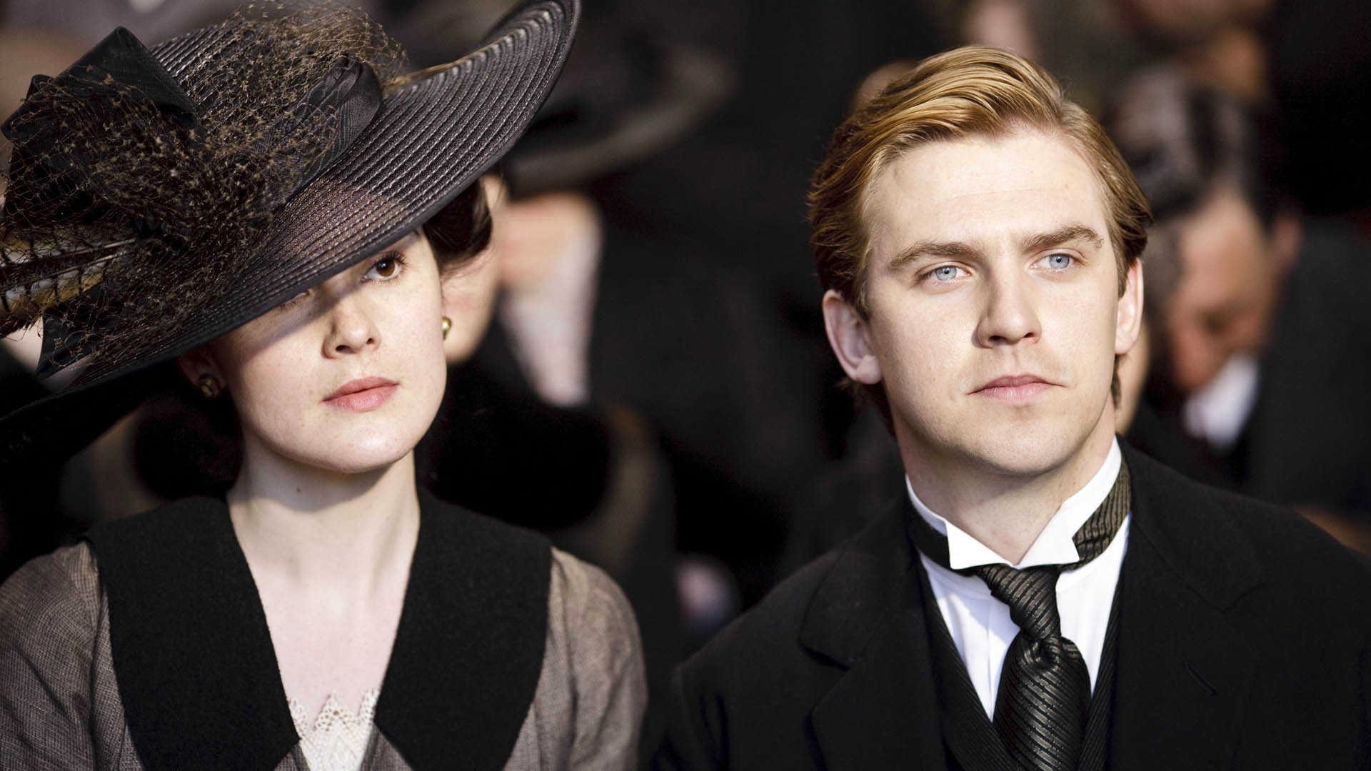 Michelle Dockery, Matthew Crawley, the series, 1080P, drama, characters, Dan Stevens, Mary Crowley, actors, Downton Abbey, HD Wallpaper