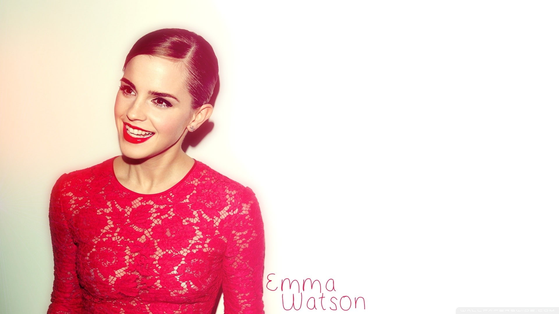 red, dress, art, 1080P, emma, hd, x, Emma Watson, red dress, watson, HD Wallpaper