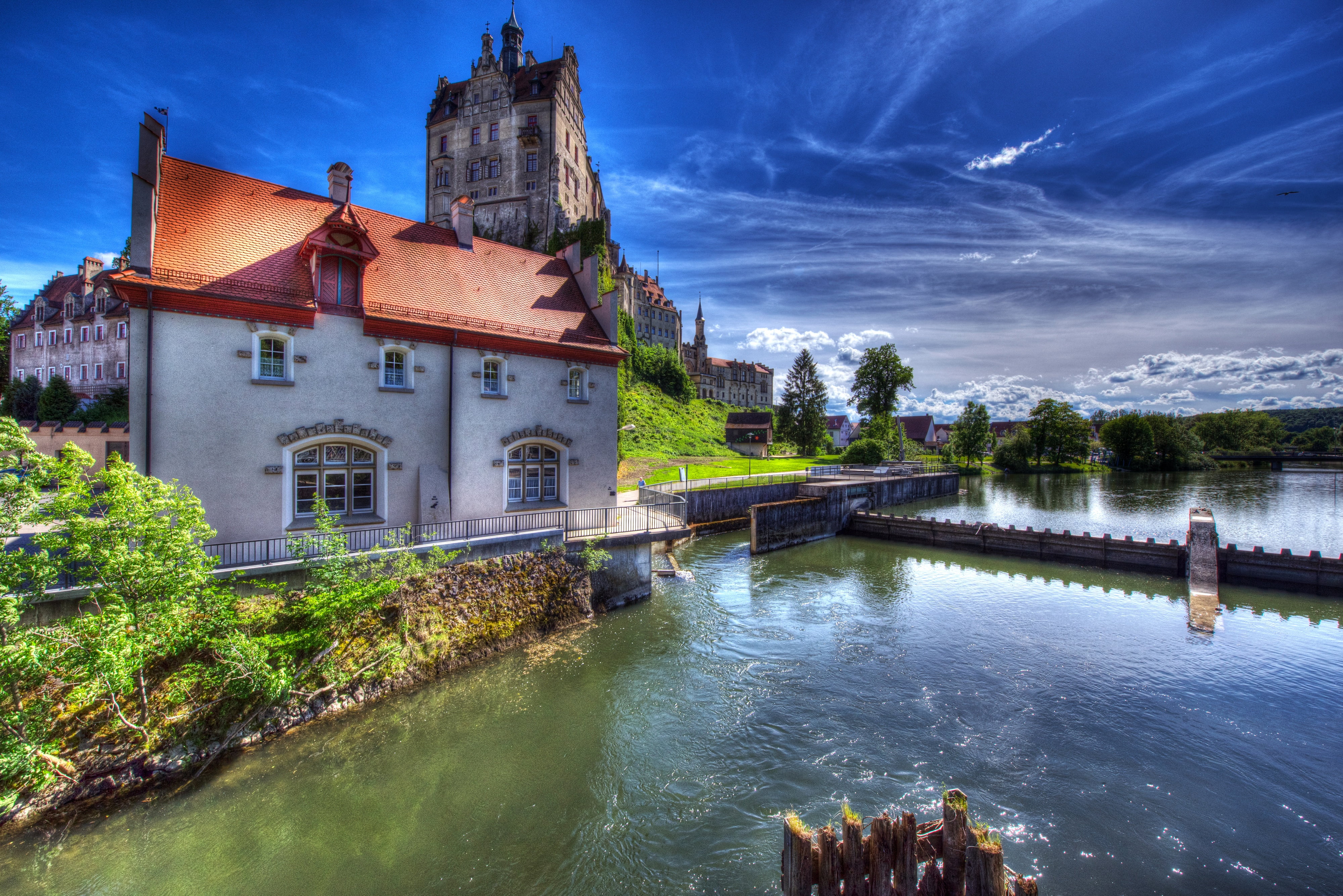 Germany, 4K, clouds, the sky, Sigmaringen Castle, HD Wallpaper