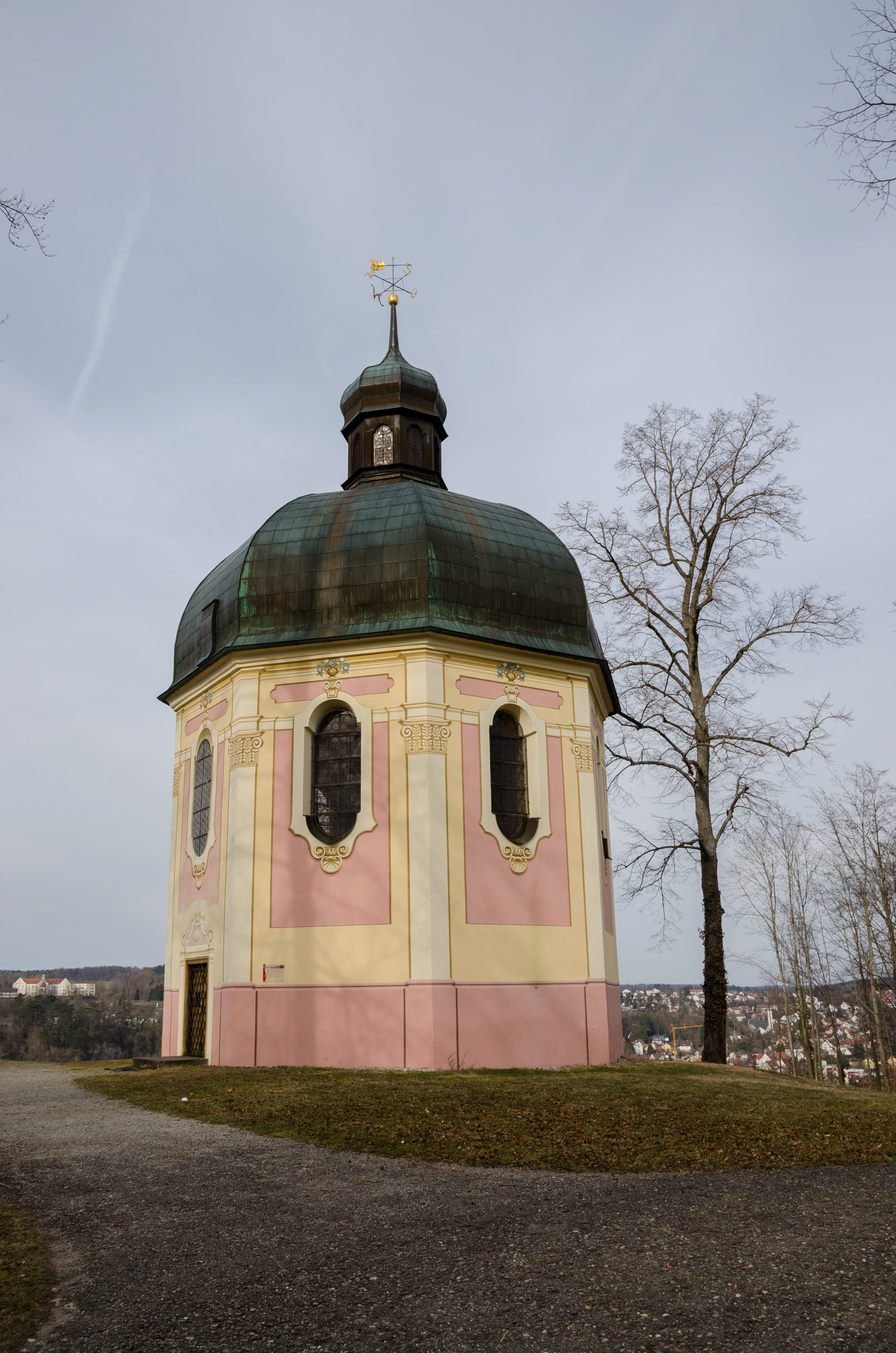 sky, sigmaringen, low angle view, plant, built structure, nature, st josephs chapel, religion, day, building exterior, 4K, swabian alb, cross, dome, viewpoint, Phone HD Wallpaper