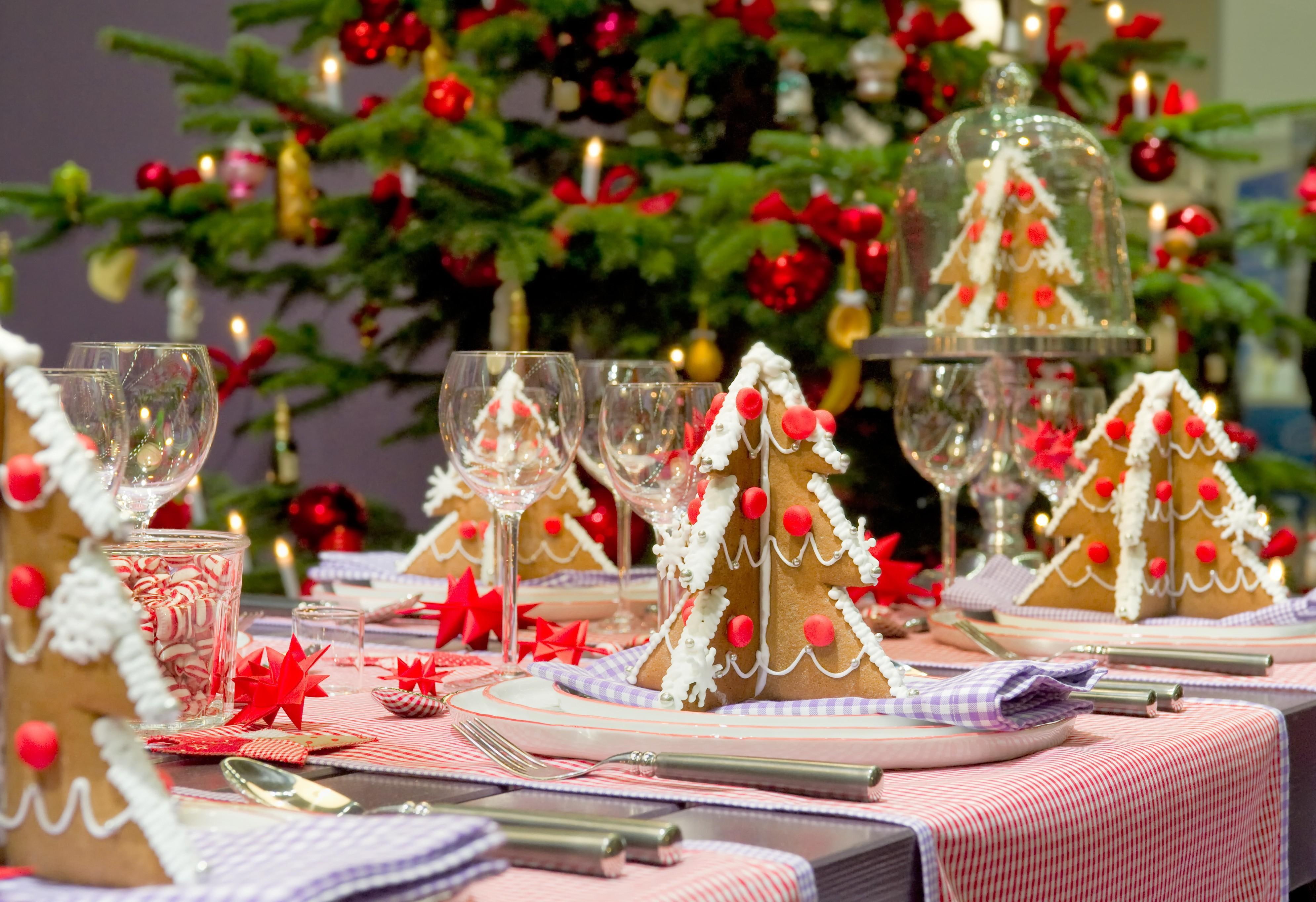 year, trees, treats, tableware, table, sweets, 4K, christmas, new, new year, HD Wallpaper