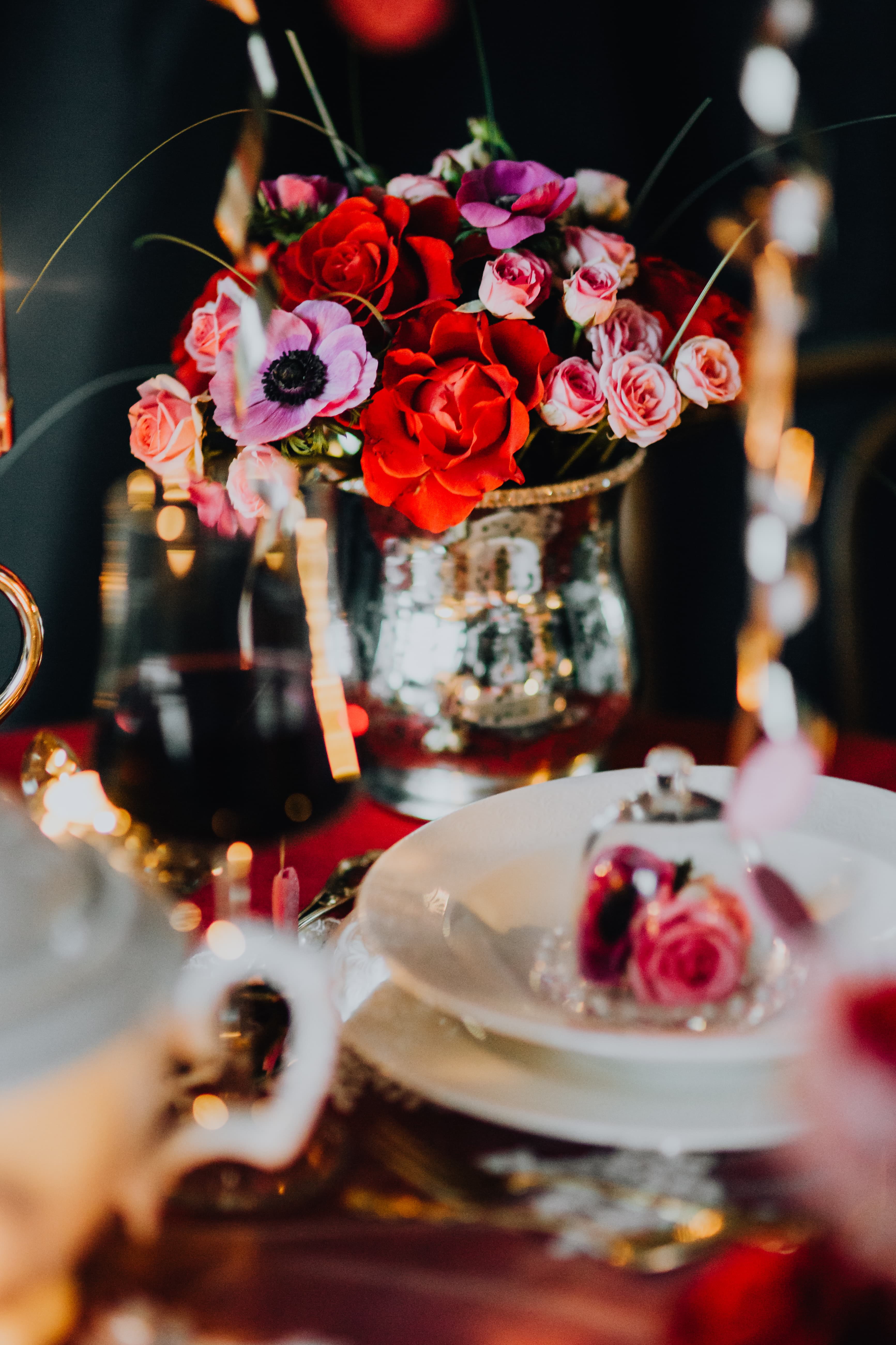 romantic, food, decoration, crockery, table, flower arrangement, february, tableware, selective focus, baked, flowers, pink, decorations, plant, romance, Phone HD Wallpaper