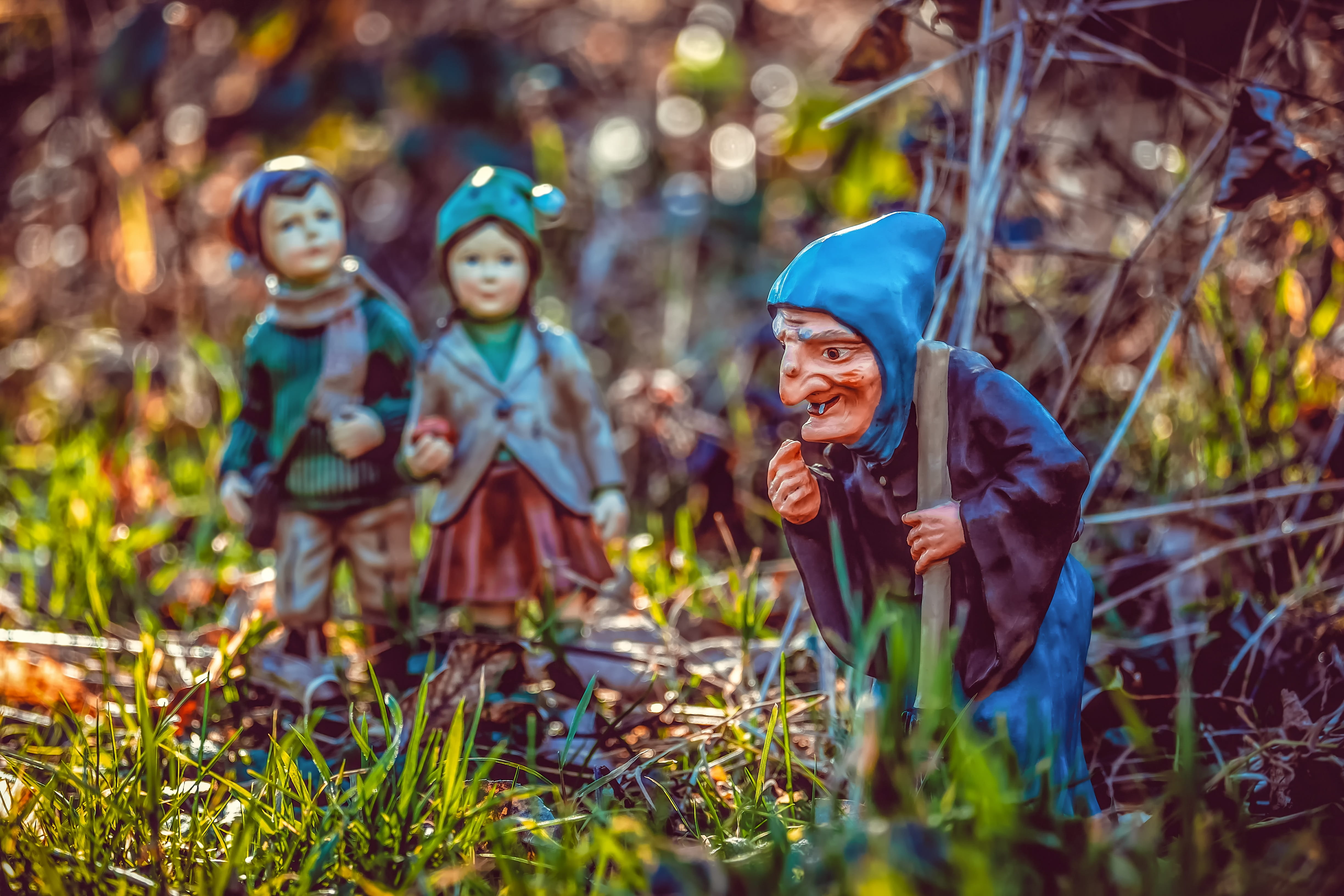 forest, offspring, fairytale, 4K, mysterious, gretel, emotion, friendship, hänsel, togetherness, nature, art and craft, child, plant, selective focus, HD Wallpaper