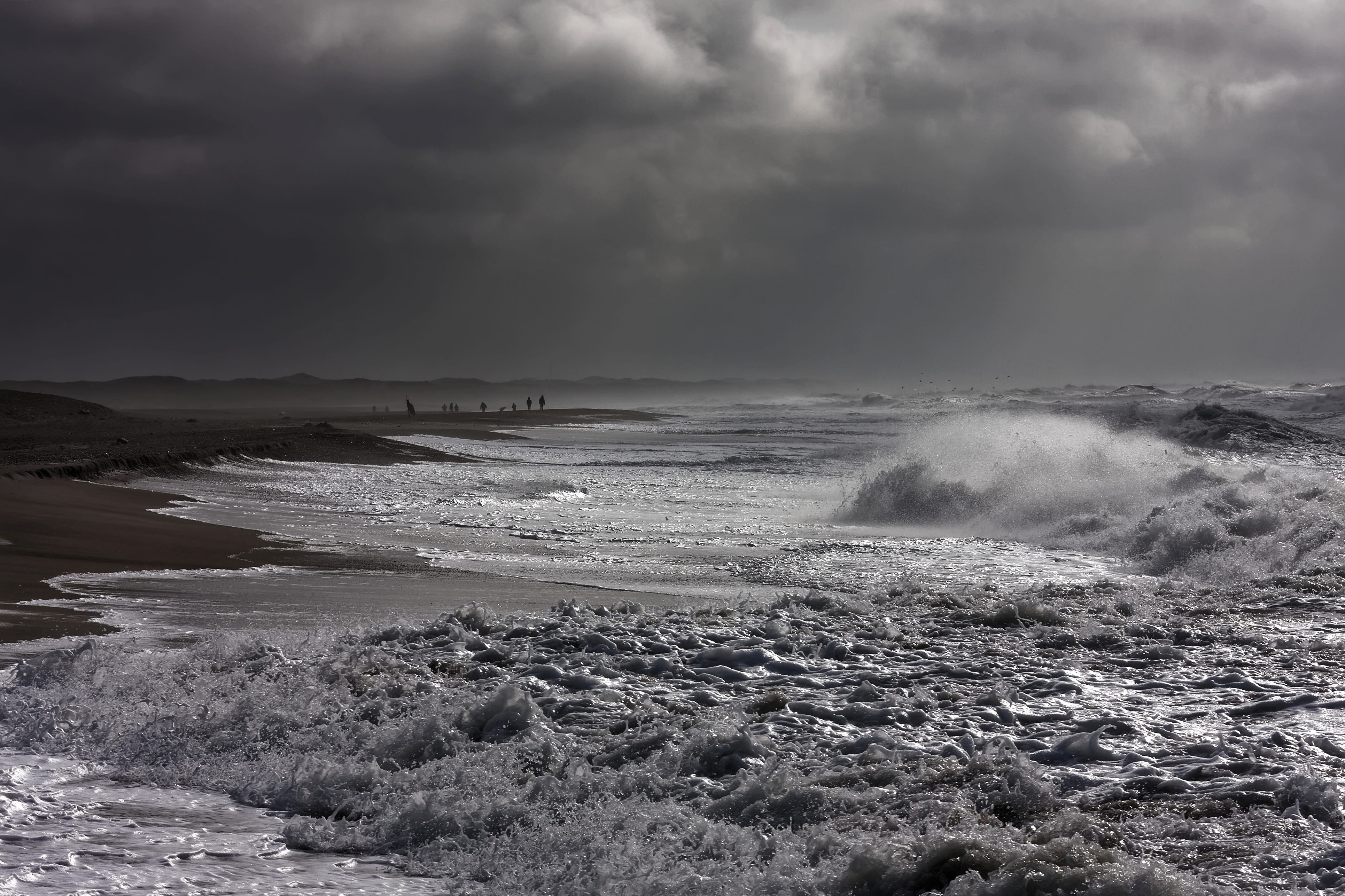 power, tranquil scene, 4K, north sea coast, sturmflut, power in nature, wave, scenics - nature, motion, outdoors, water, denmark, beauty in nature, sky, HD Wallpaper