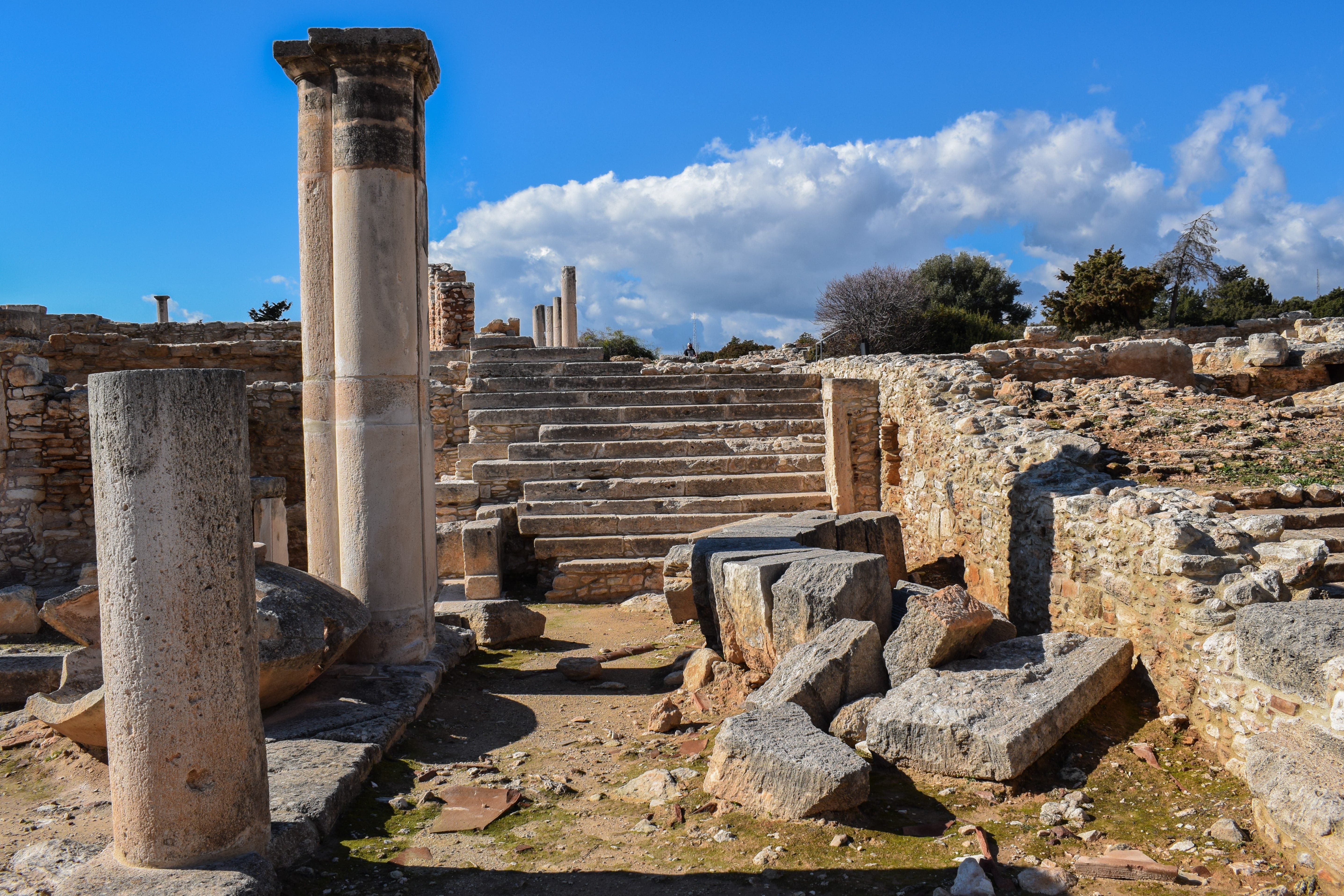 cloud - sky, archaeology, greek, no people, obsolete, civilization, outdoors, Sanctuary, run-down, nature, architectural column, ancient civilization, Apollo Hylates, HD Wallpaper