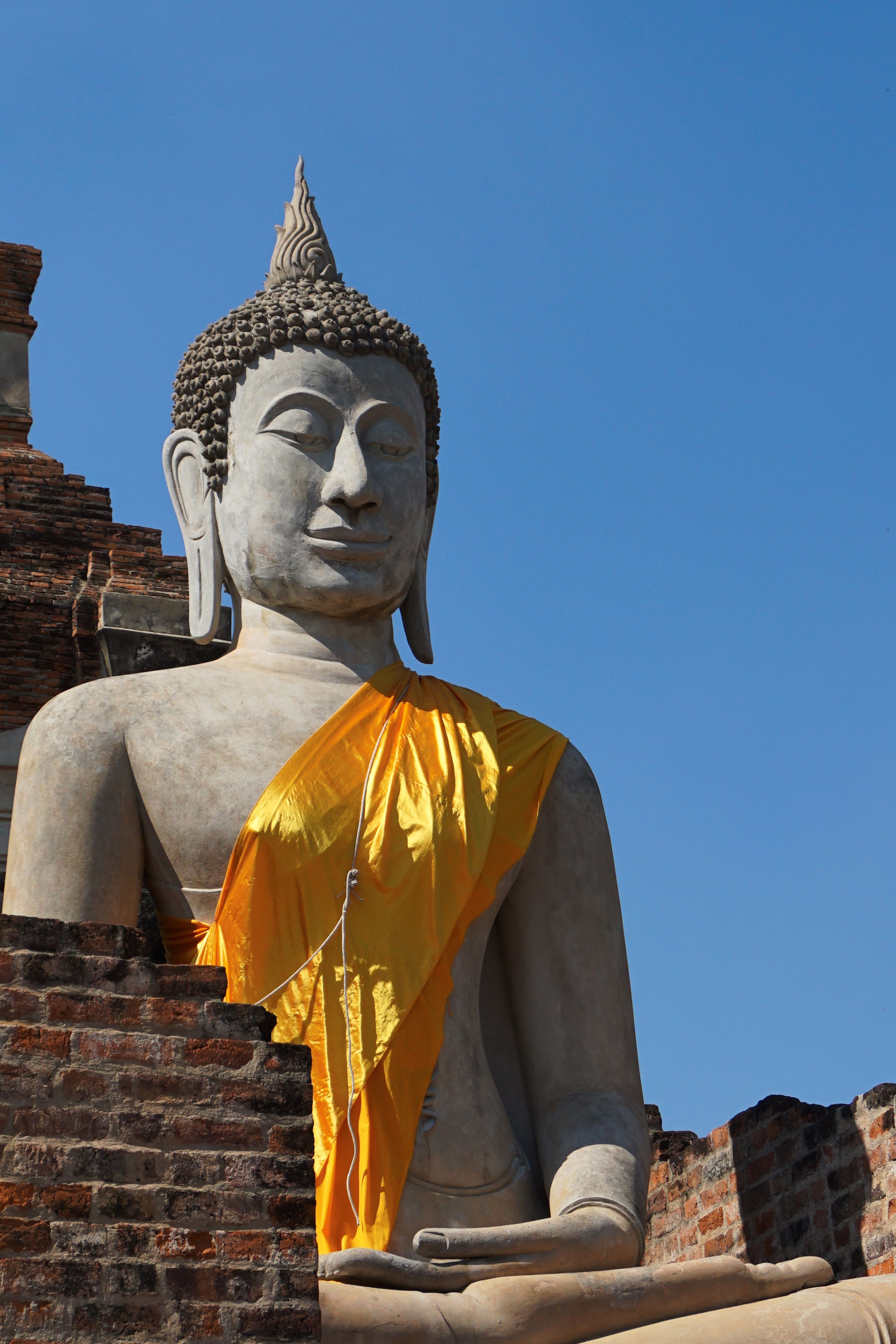 representation, ayuthaya, Buddha, human representation, male likeness, sky, spirituality, religion, creativity, art and craft, ancient, place of worship, Phone HD Wallpaper
