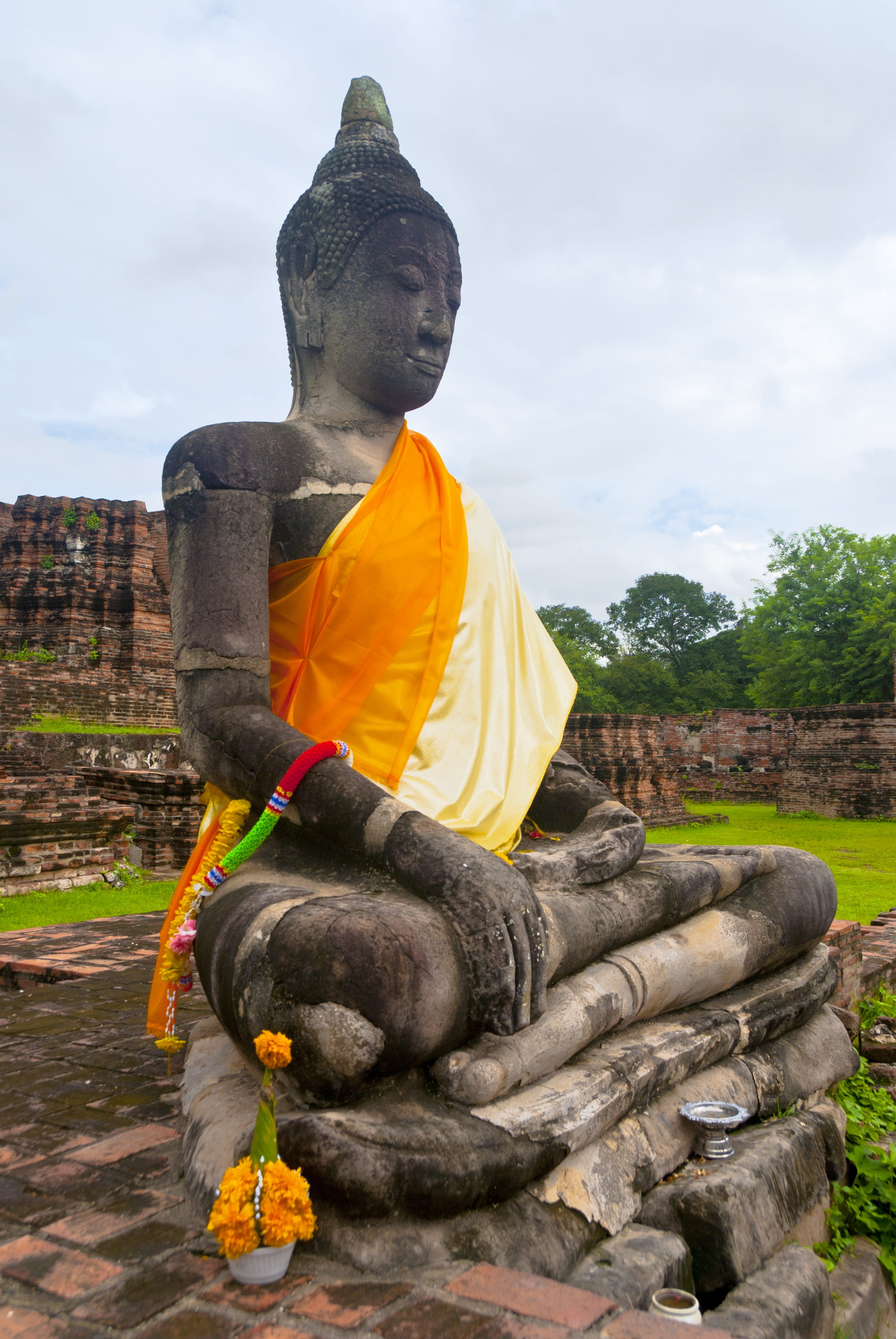 cloud - sky, ayuthaya, no people, sky, religion, idol, prayer, travel, representation, architecture, male likeness, statue, sculpture, nature, art and craft, Phone HD Wallpaper