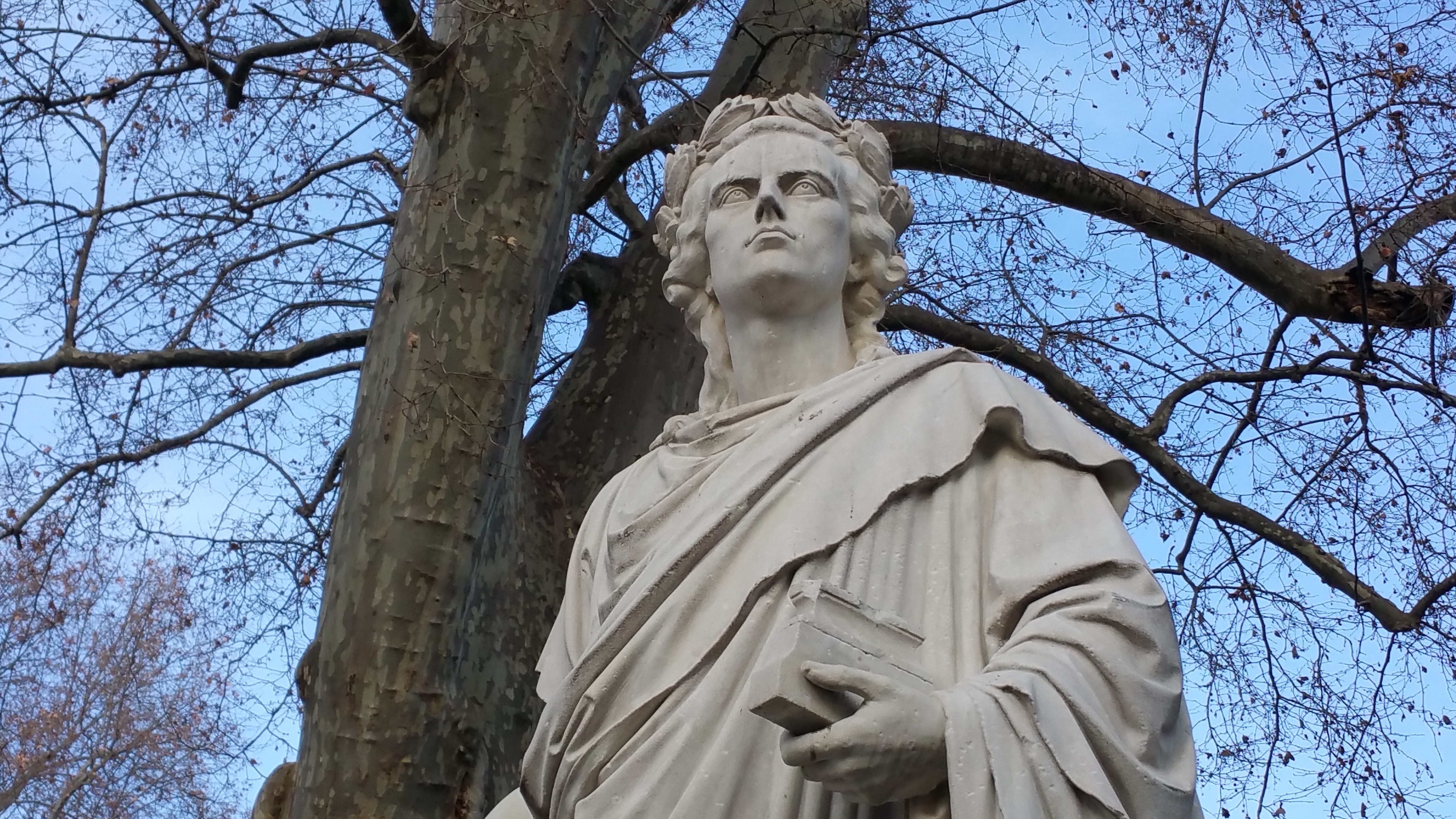 stuttgart, 5K, bare tree, no people, creativity, monument, craft, sculpture, nature, friedrich schiller, schiller, germany, plant, male likeness, human representation, HD Wallpaper