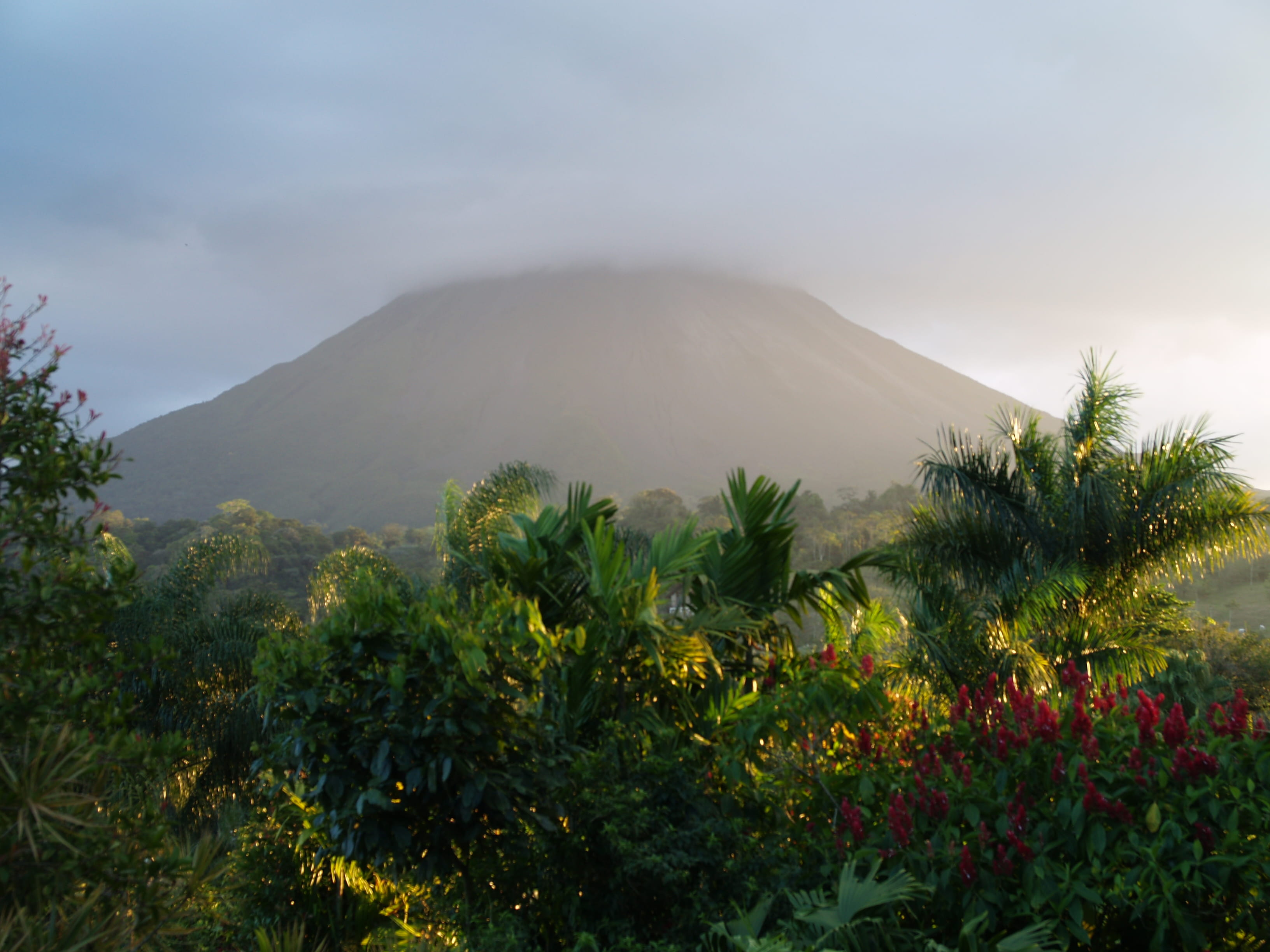 day, non-urban scene, environment, sky, tree, nature, cloud - sky, arenal, beauty in nature, plant, scenics - nature, tranquility, costa rica, 2K, green color, HD Wallpaper