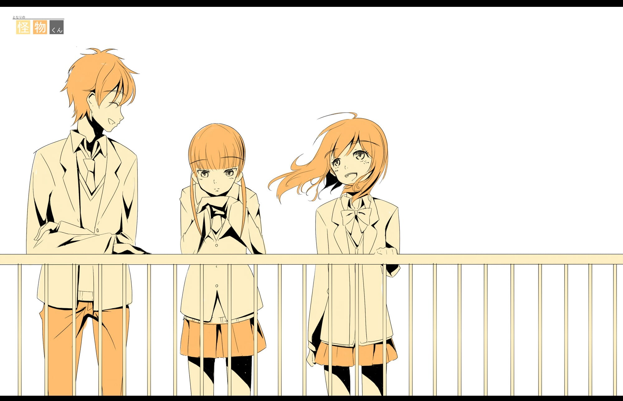 halloween, people, human representation, costume, front view, holding, studio shot, Yoshida Haru, Mizutani Shizuku, white background, transfer print, Tonari no Kaibutsu, HD Wallpaper