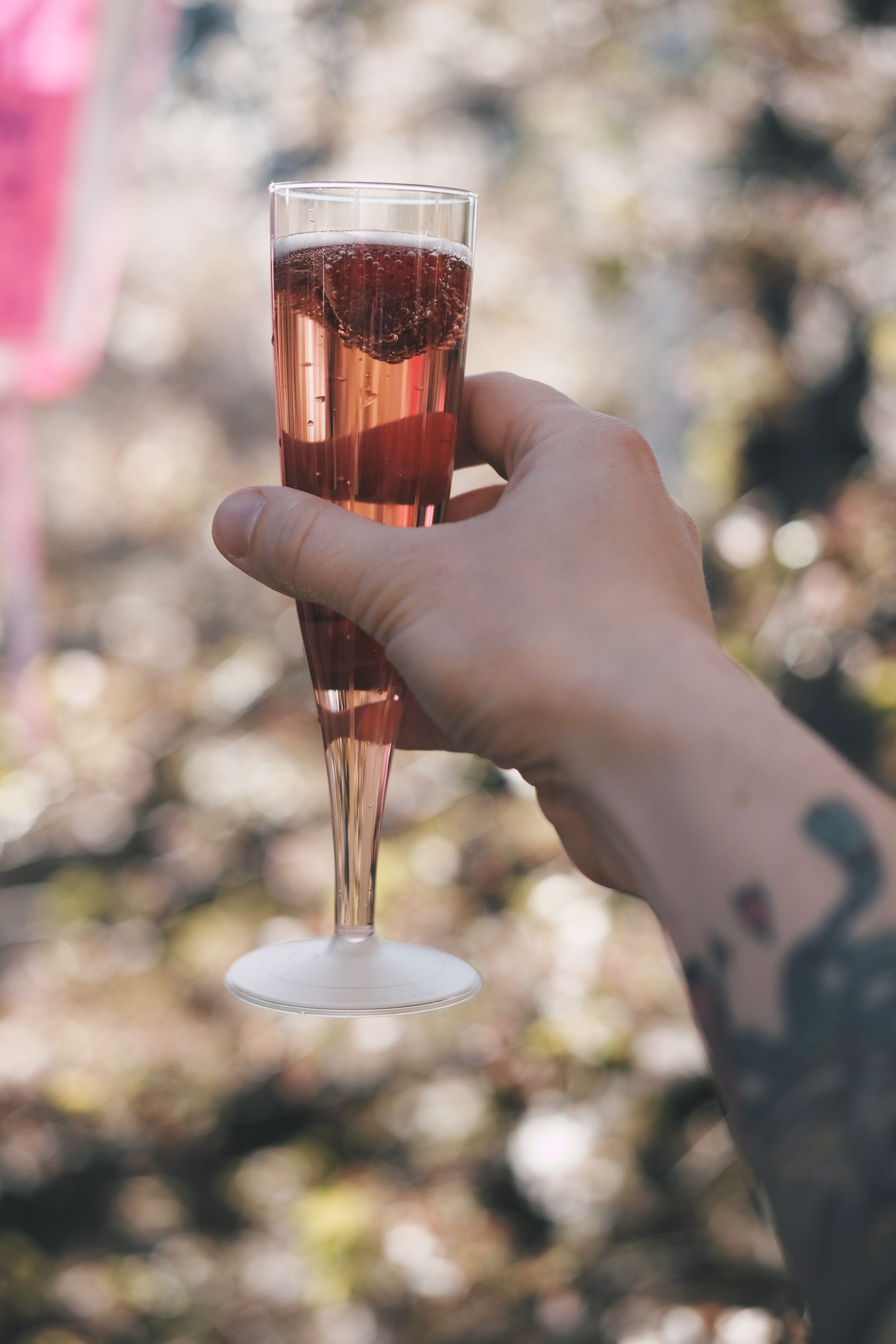 person, human body part, toast, sakura, alcohol, clear, champagne, focus on foreground, food and drink, celebration, holding, glass, drinking, wine, human hand, Phone HD Wallpaper