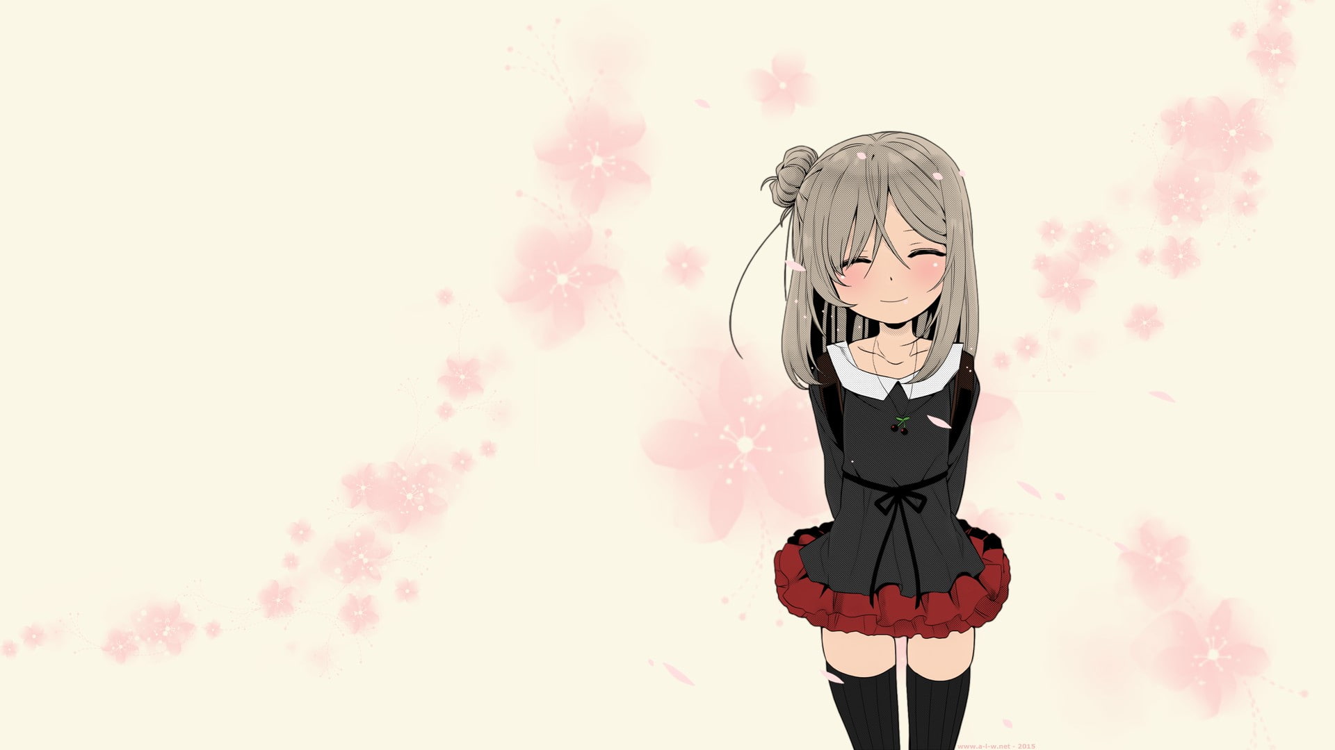 Hanami, real people, stockings, lifestyles, nature, innocence, Cherry Blossom, portrait, copy space, blond hair, Sangatsu Sanichi, standing, one person, HD Wallpaper
