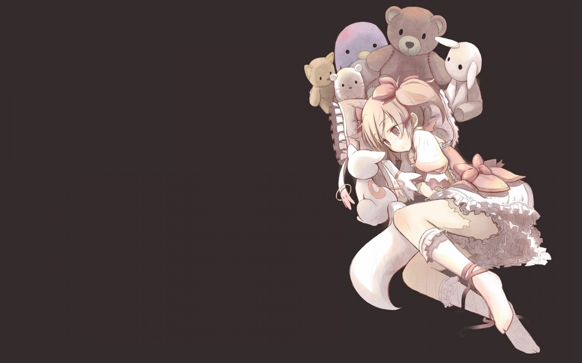 anime girls, single object, anime, human representation, no people, Mahou Shoujo Madoka Magica, figurine, illuminated, 1080P, copy space, indoors, white color, HD Wallpaper