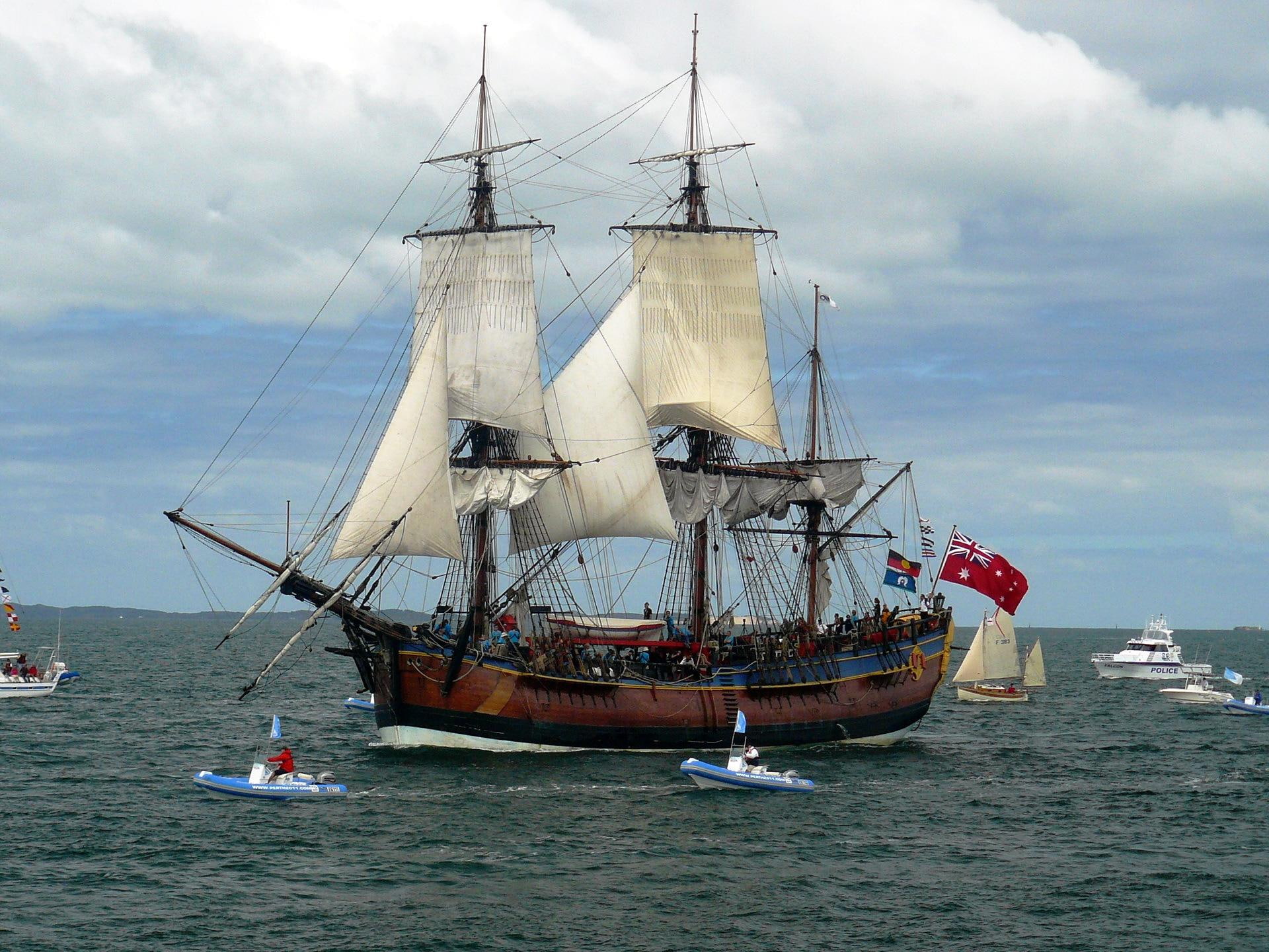 harbour, wood, boat, endeavour, harbor, 1080P, water, ship, australian, sailboat, ocean, bark, mast, hm, HD Wallpaper