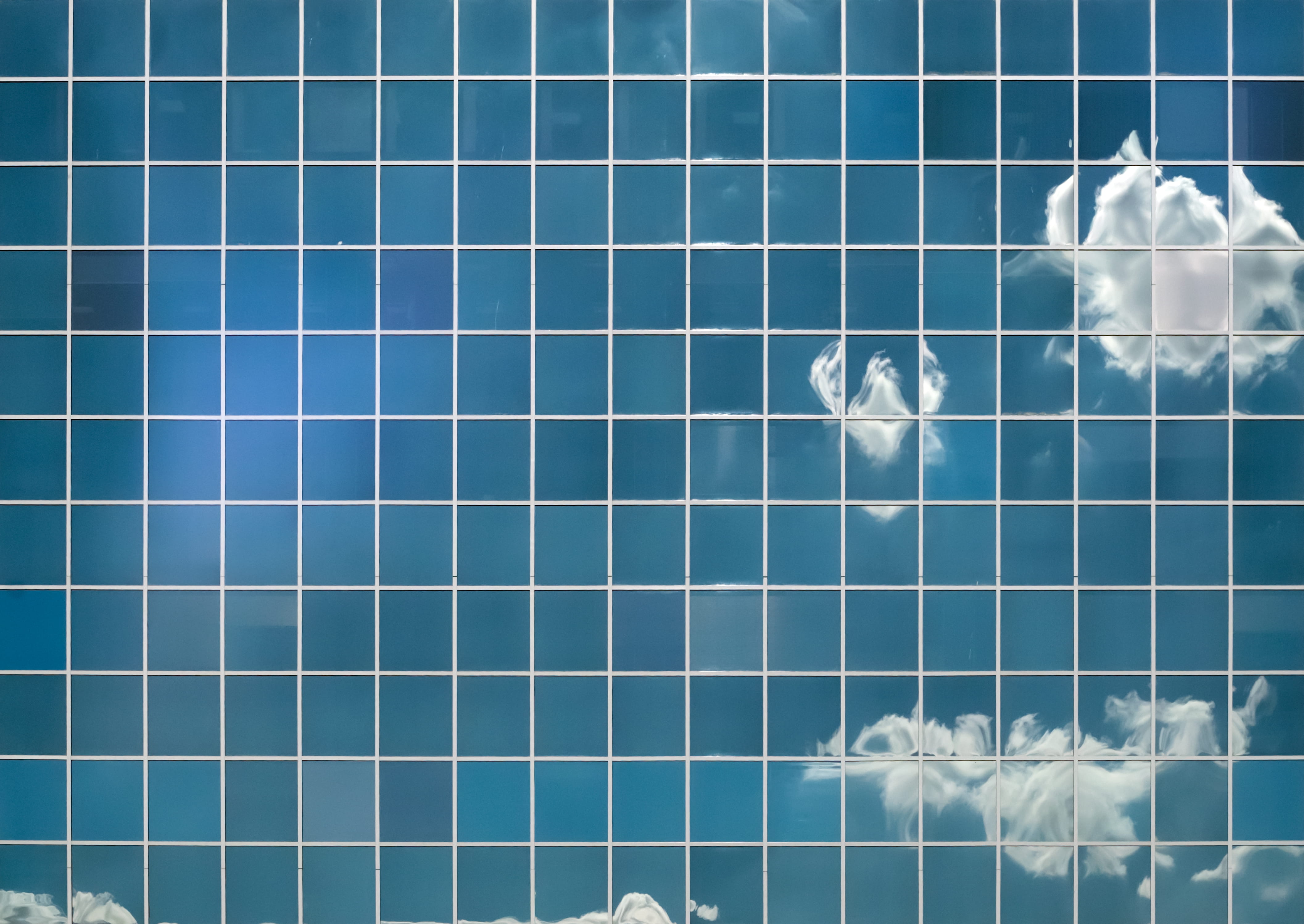 full frame, illustrationb, video editing, blue, windows, sky, swimming pool, flooring, office building, modern, sea, light, no people, tile, HD Wallpaper