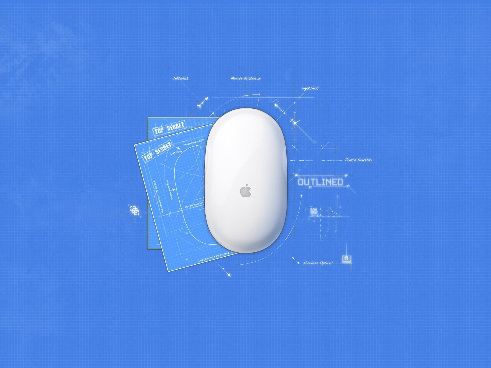 studio shot, computer network, copy space, connection, computer, close-up, blue, apple, magic, single Object, blue background, computer equipment, computer mouse, HD Wallpaper