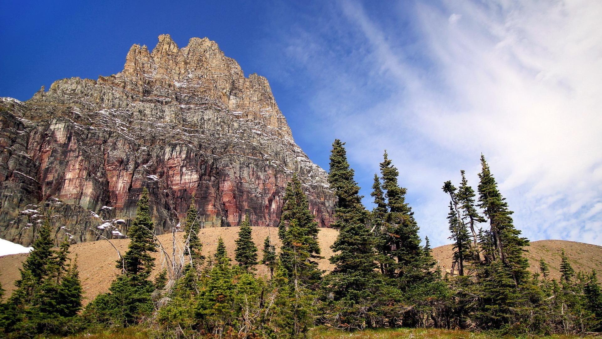 forest, nature and landscapes, mountain, rocks, mighty, rocky, 1080P, clouds, HD Wallpaper