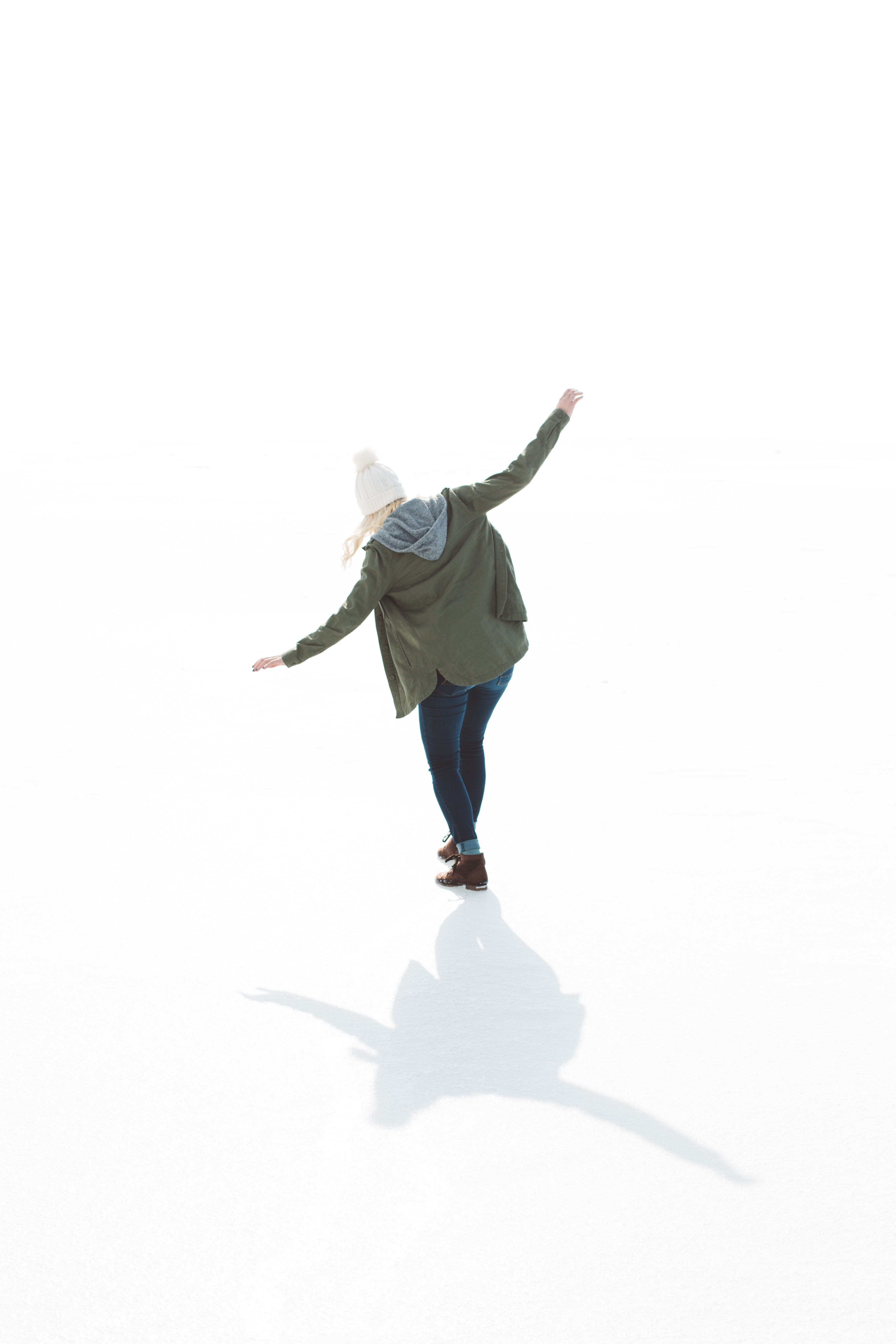 girl, standing, full length, people, shadow, balance, rear view, skill, child, day, human body part, dancing, wearing, winter, 5K, snow, casual clothing, Phone HD Wallpaper