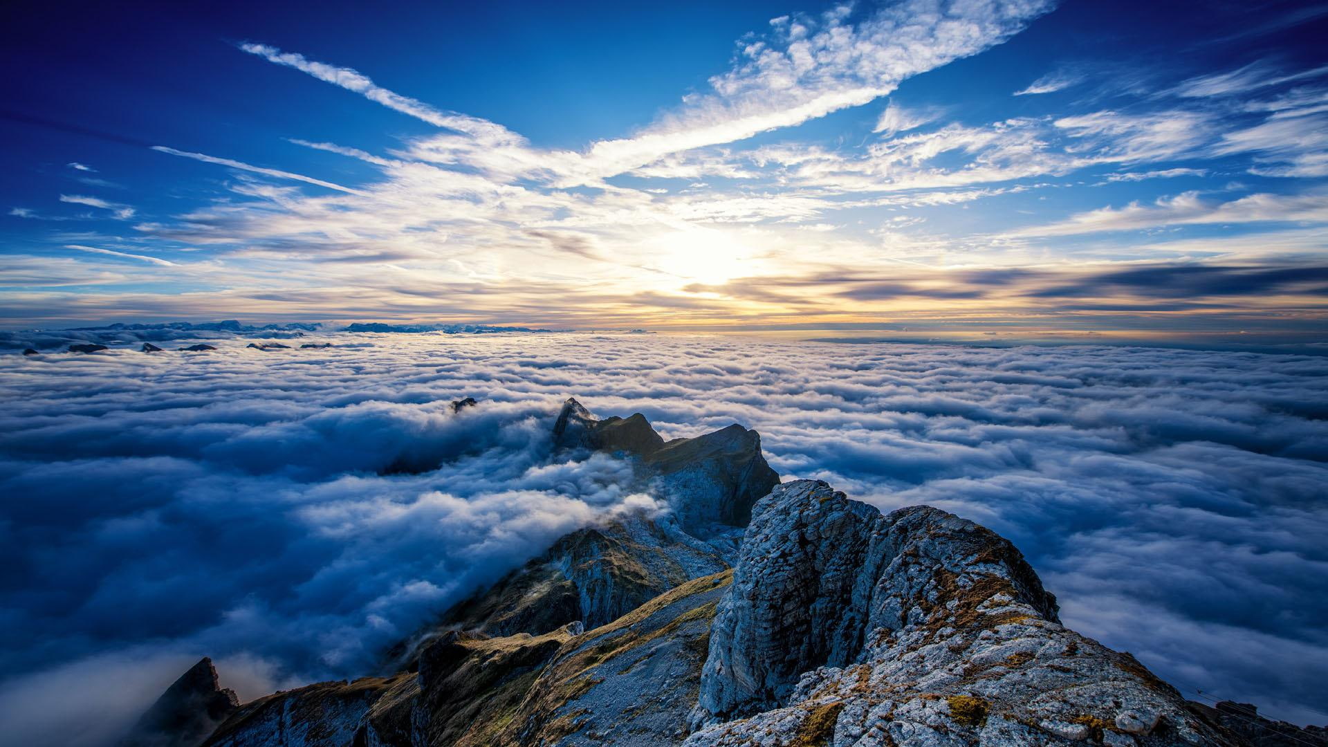 environment, cloudscape, idyllic, beauty in nature, landscape, eyes, non-urban scene, tranquil scene, sunset, nature, outdoors, sky, bread, 1080P, low angle view, HD Wallpaper