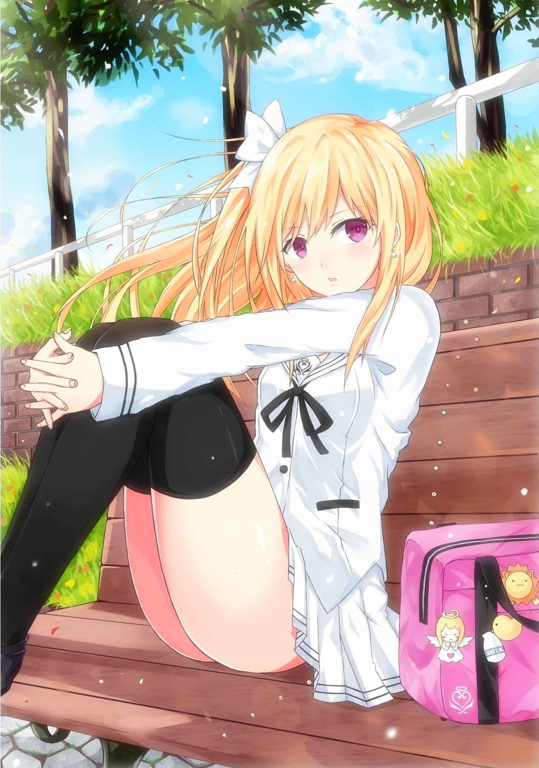Mayuri (Date A Live), Date A Live, 720P, blonde, thigh-highs, Phone HD Wallpaper