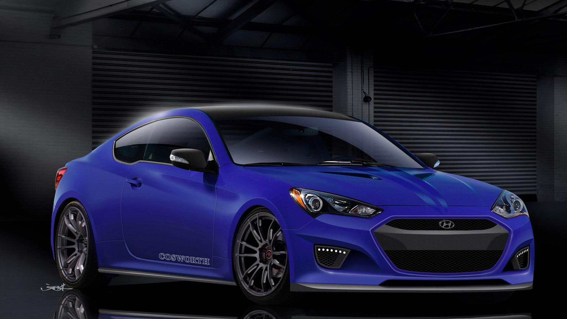 cosworth, 1080P, coupe, 2012, genesis, blue, hyundai, cars, HD Wallpaper