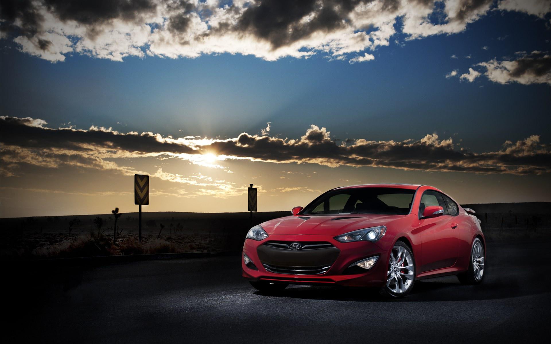 sedan, 2013, cars, genesis, hyundai, coupe, red, 1080P, HD Wallpaper