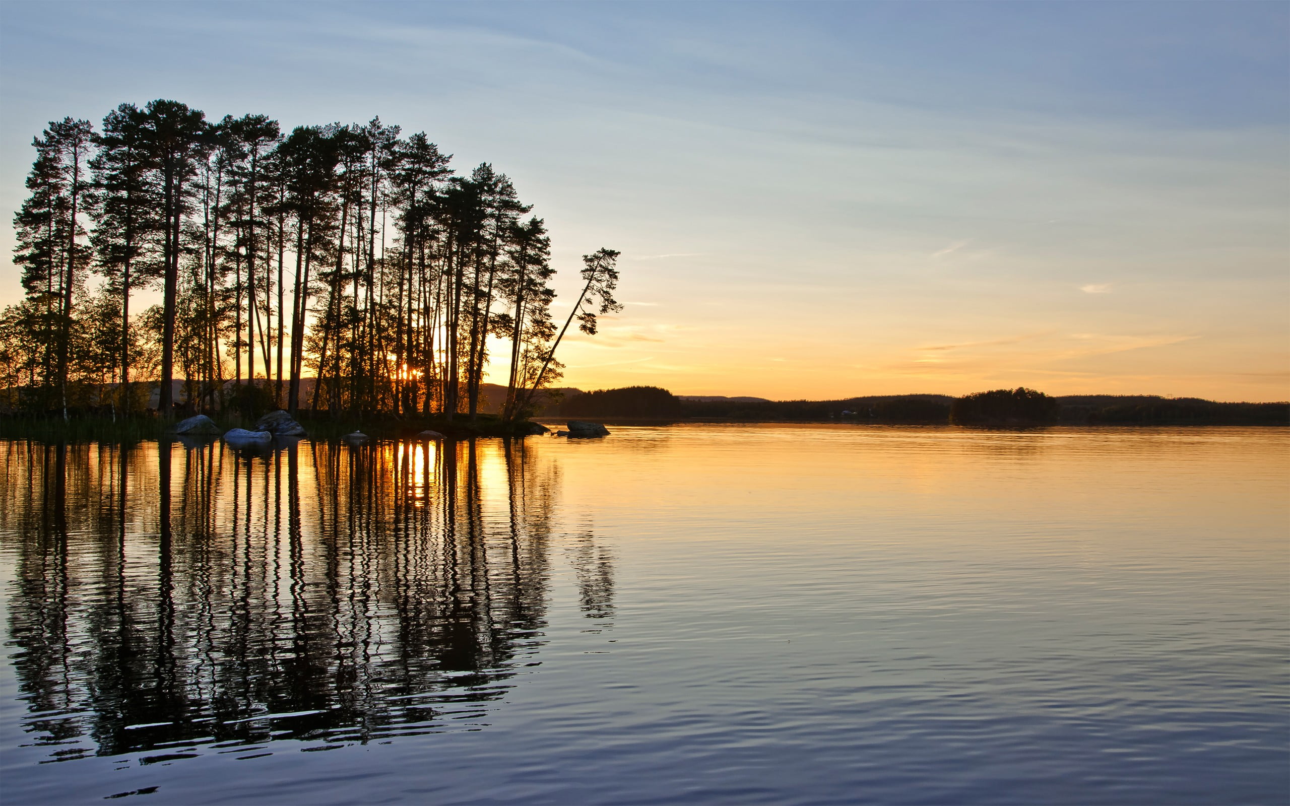 reflection lake, water, trees, outdoors, sunset, beauty in nature, scenics - nature, non-urban scene, lake, no people, nature, plant, idyllic, sunlight, HD Wallpaper
