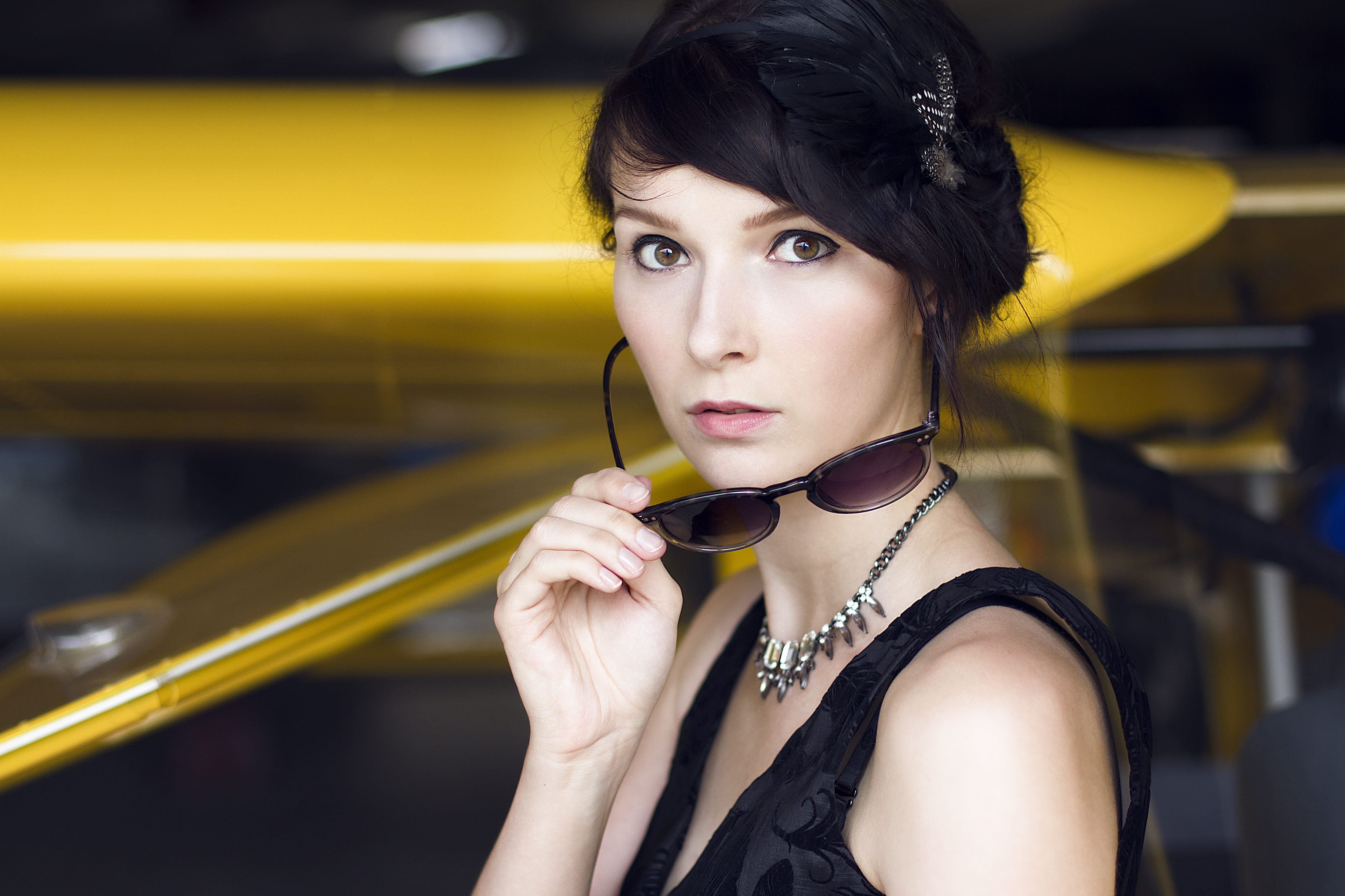 portrait, clothing, person, contemplation, fashion, human, hairstyle, wheel, car wheel, evening dress, lip, headshot, black hair, accessories, face, tire, HD Wallpaper