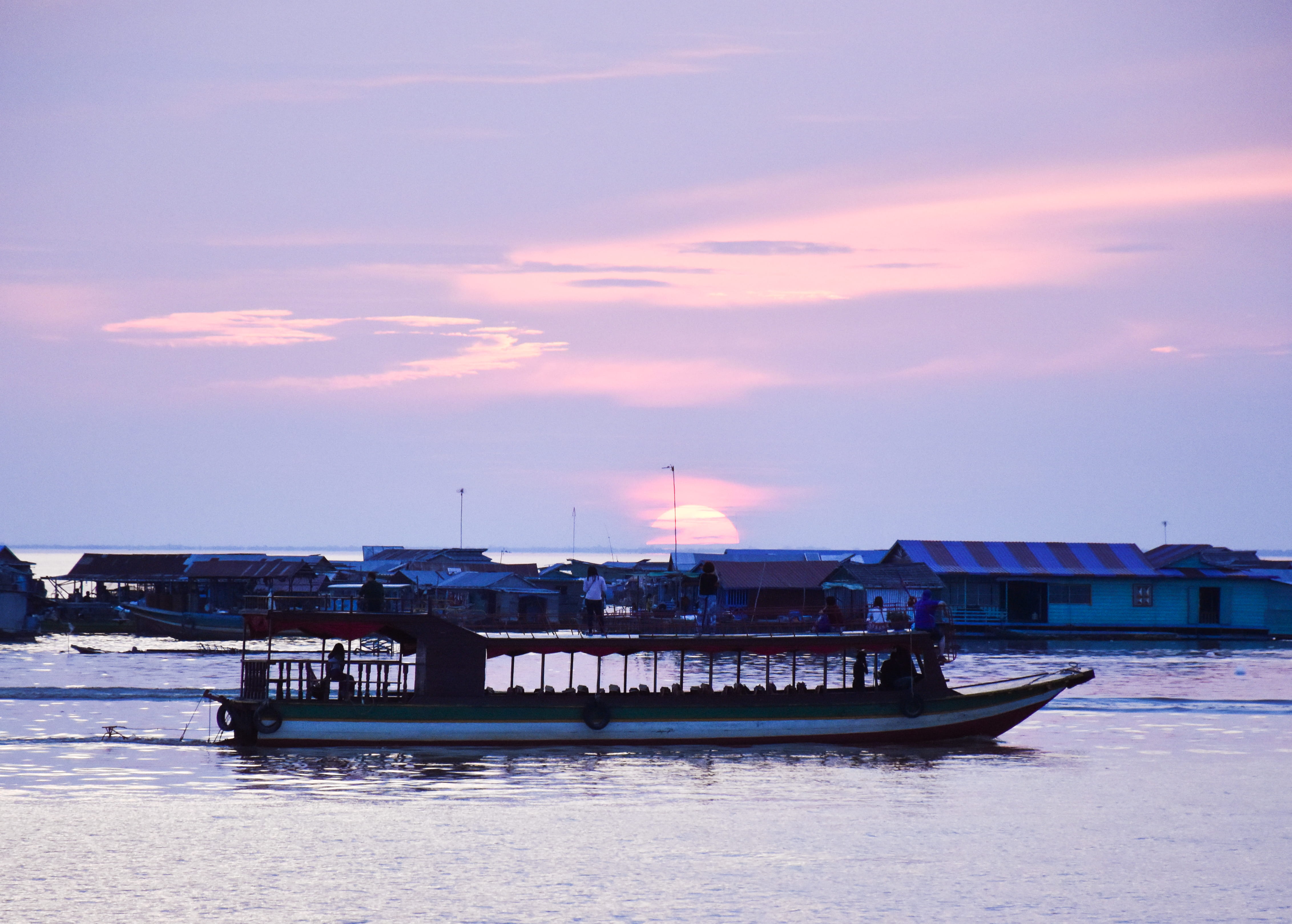 porch, watercraft, krong siem reap, nautical vessel, sky, no people, nature, moored, outdoors, sunset, rainforest, cloud - sky, floating village, passenger craft, HD Wallpaper