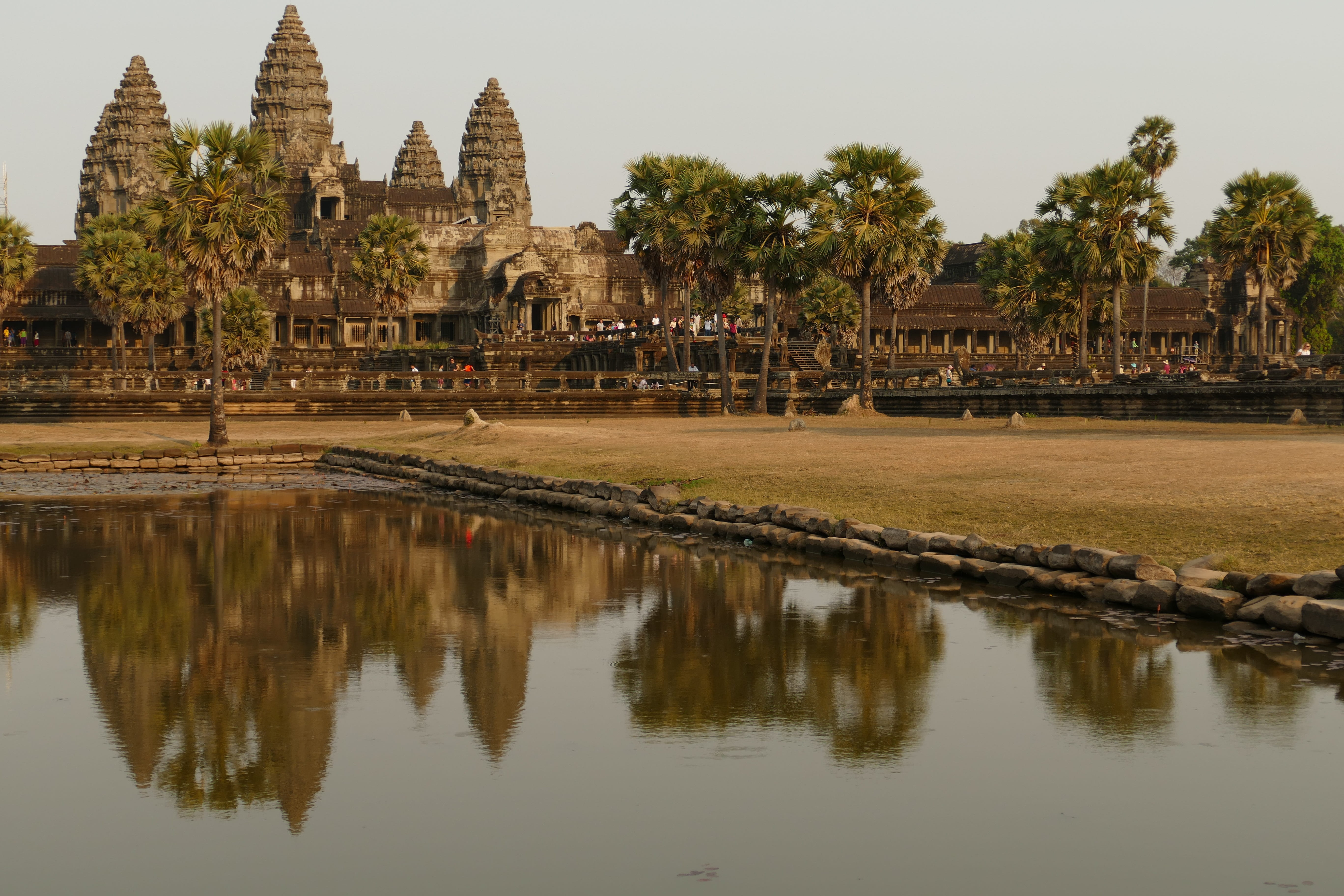 Cambodia, travel destinations, outdoors, place of worship, unesco, Angkor Wat, travel, historically, world heritage, 5K, pond, belief, asia, lake, siem reap, HD Wallpaper