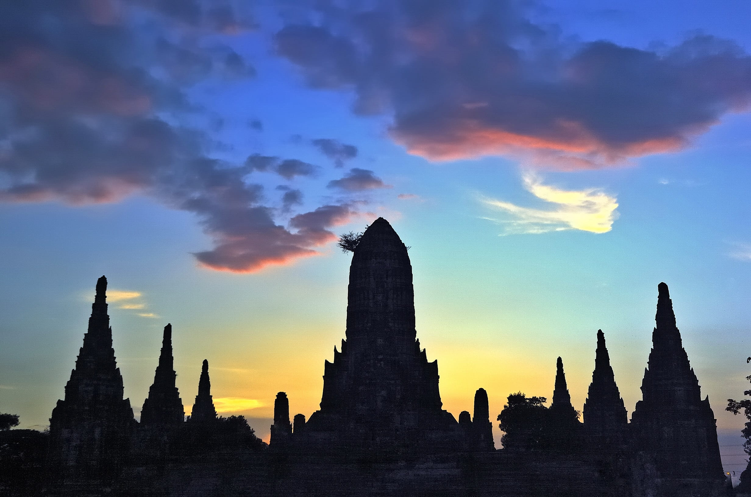 built structure, Ruin, culture, Sunset, outdoors, architecture, no people, the past, belief, tourism, dramatic sky, sky, Thailand, travel, archaeology, HD Wallpaper