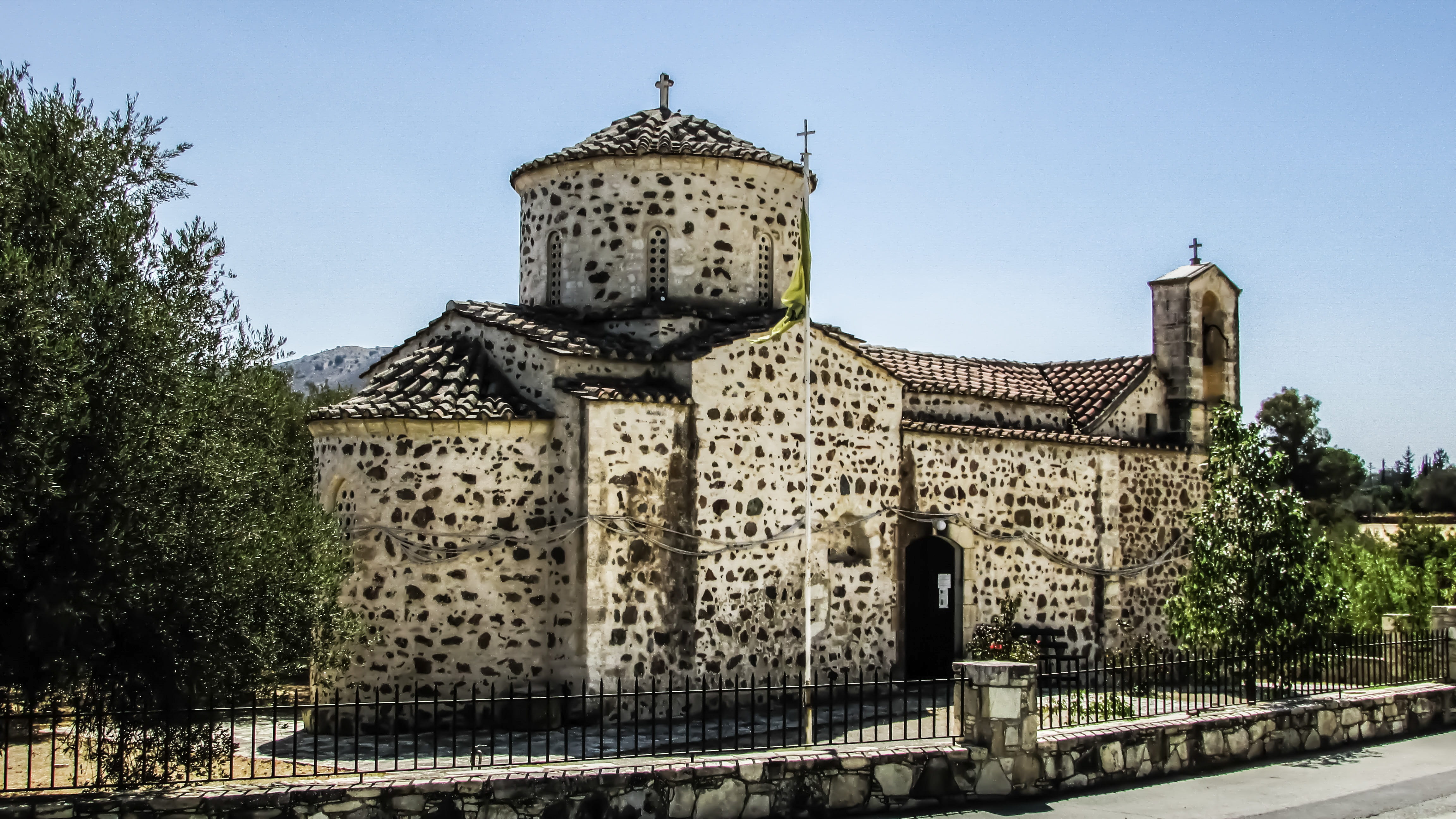 4K, day, tower, travel, ayia marina, no people, orthodox, pyrga, travel destinations, city, built structure, religion, clear sky, church, water, plant, HD Wallpaper