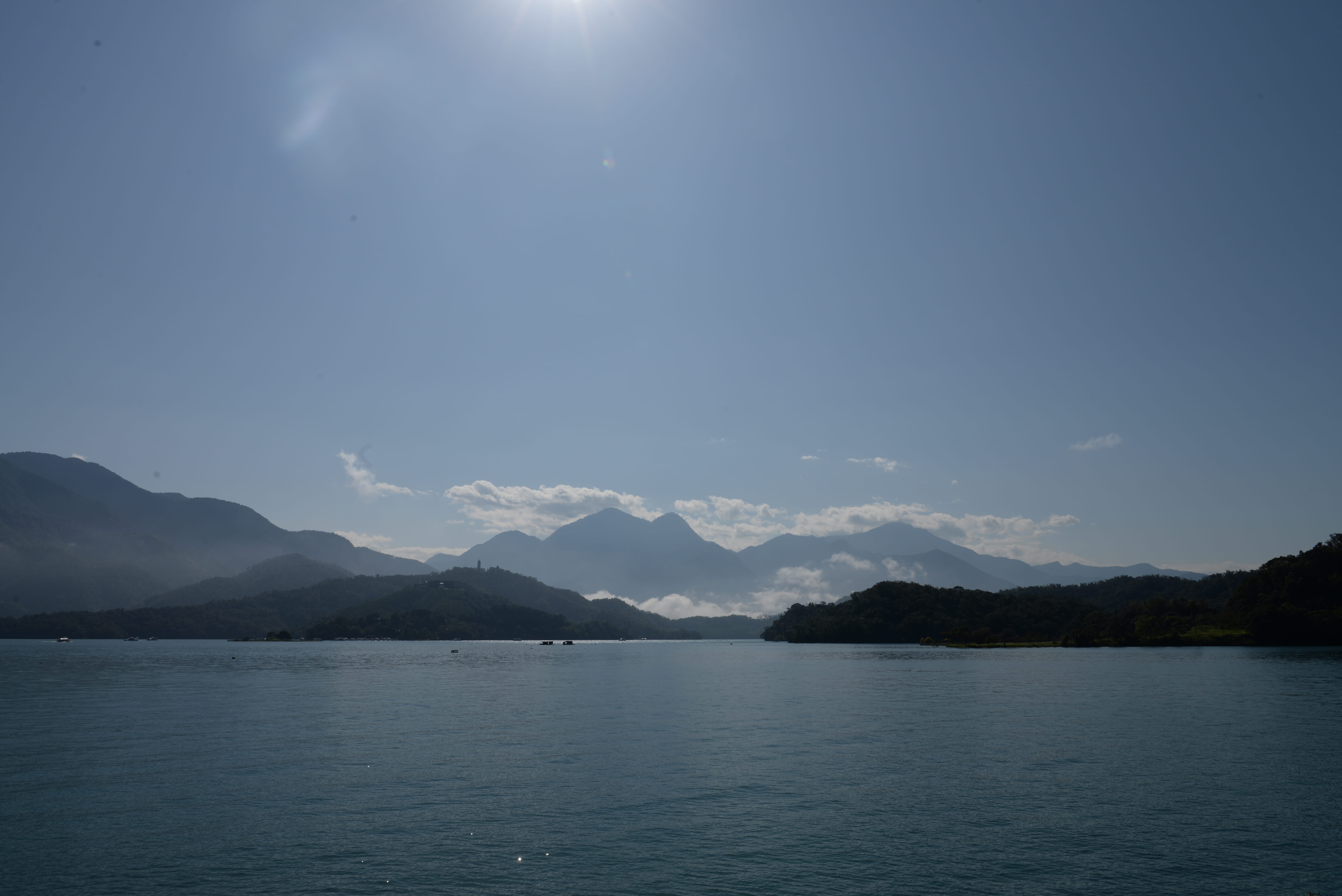reflection, tranquility, 5K, water, sky, taiwan, waterfront, beauty in nature, mountain, sun moon lake national scenic area, outdoors, nature, no people, HD Wallpaper