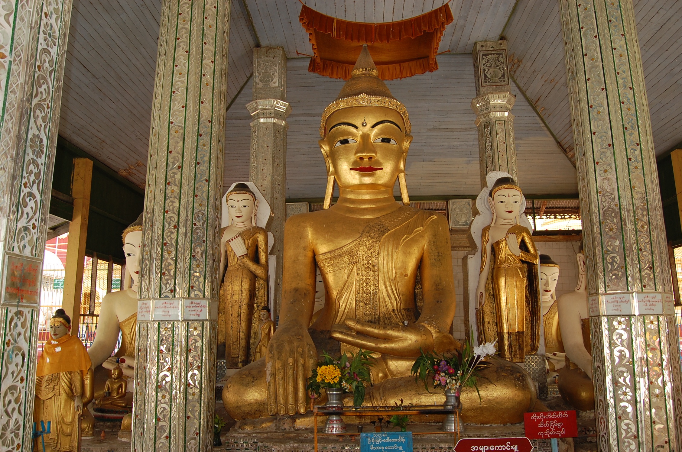 place of worship, built structure, burma, religion, ornate, male likeness, gold, idol, travel destinations, architectural column, gold colored, belief, HD Wallpaper