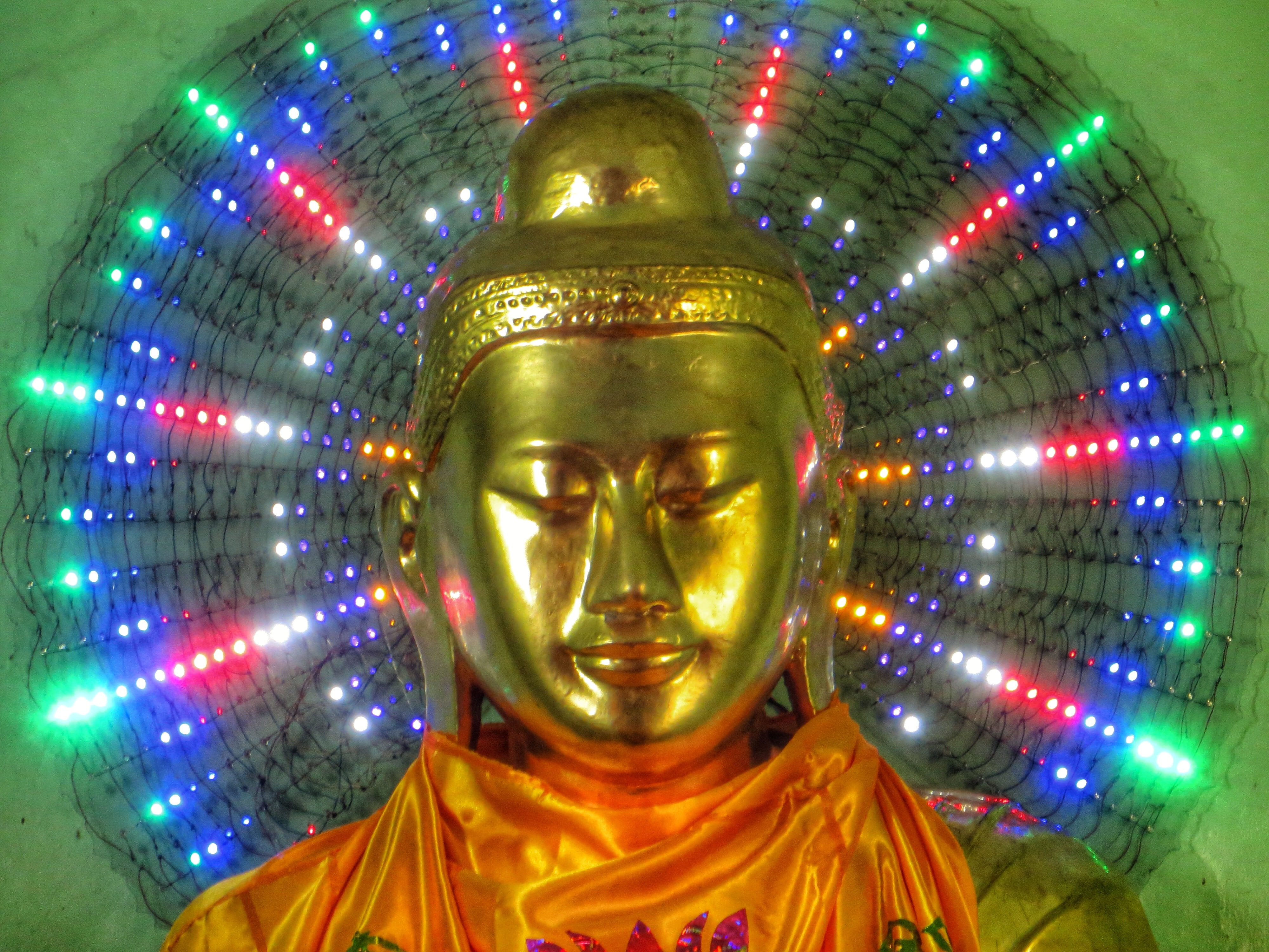 representation, Burma, creativity, illuminated, male likeness, sculpture, schwedaggon, front view, spirituality, art and craft, belief, technology, religion, HD Wallpaper