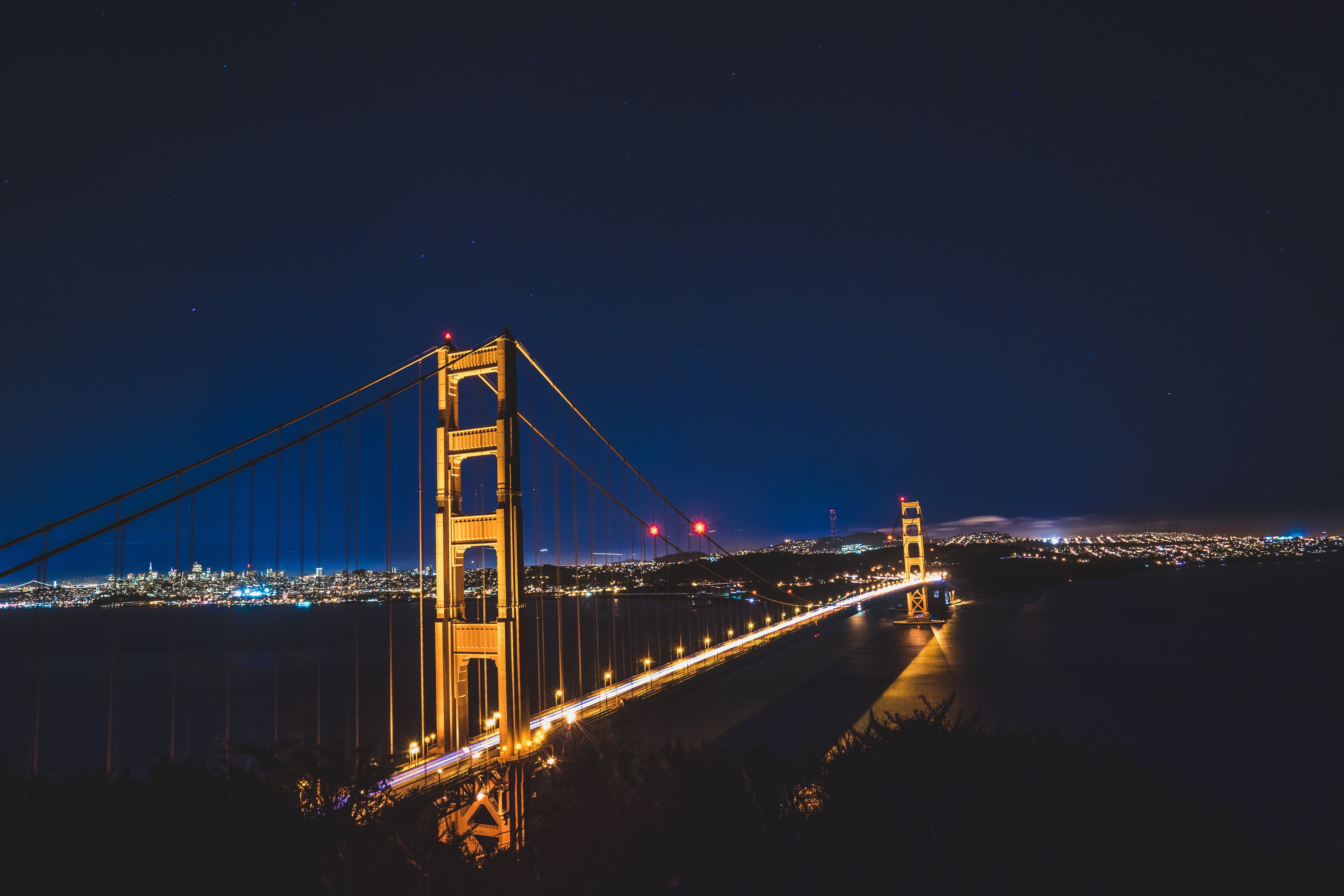 coast, 4K, long exposure, san, dark, engineering, city, francisco, urban Scene, bridge - Man Made Structure, motion, america, bridge, outdoors, urban Skyline, HD Wallpaper
