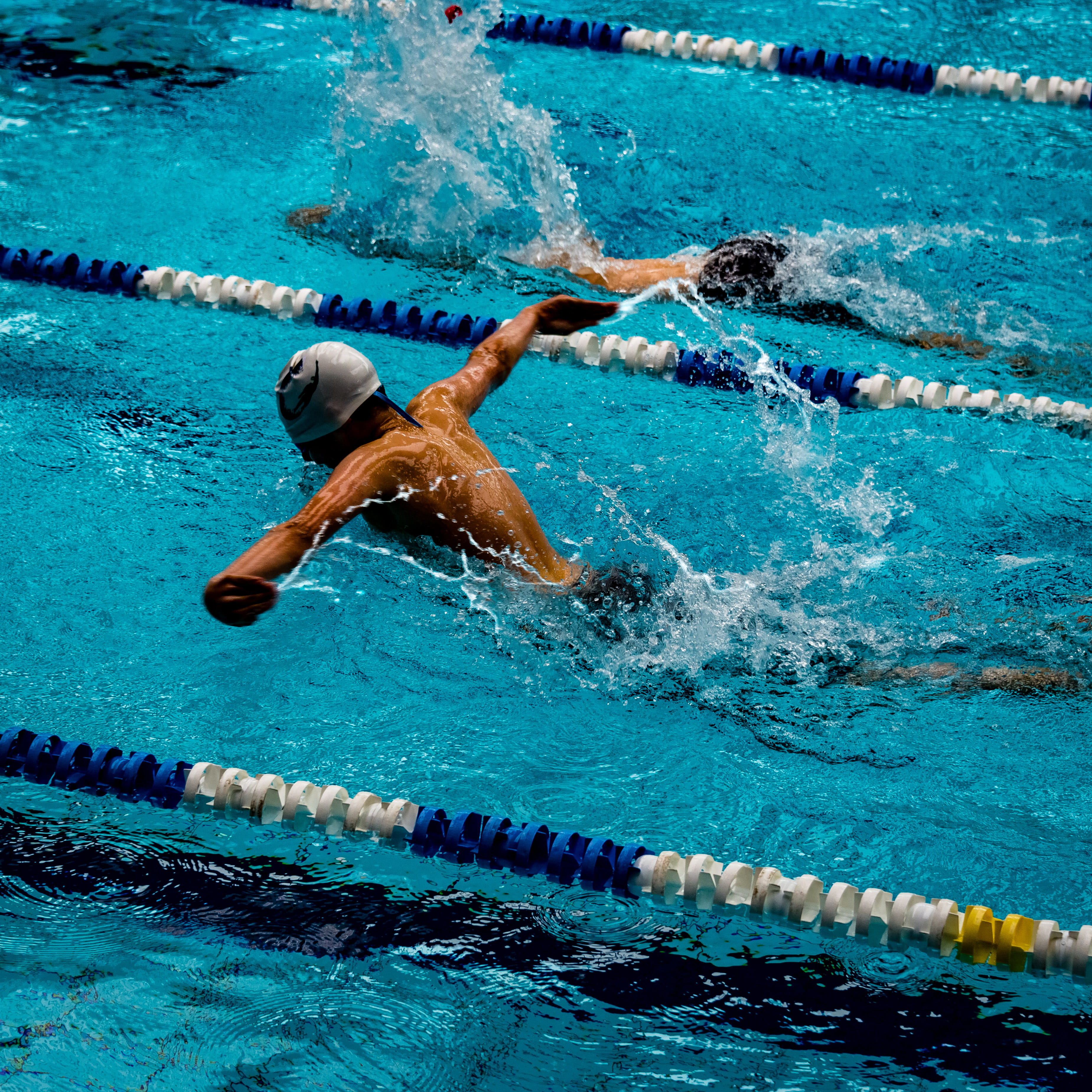 athlete, effort, pool, splashing, determination, competitive sport, sports race, swimming, outdoors, swimming cap, shirtless, aquatic sport, marathon, motion, Phone HD Wallpaper