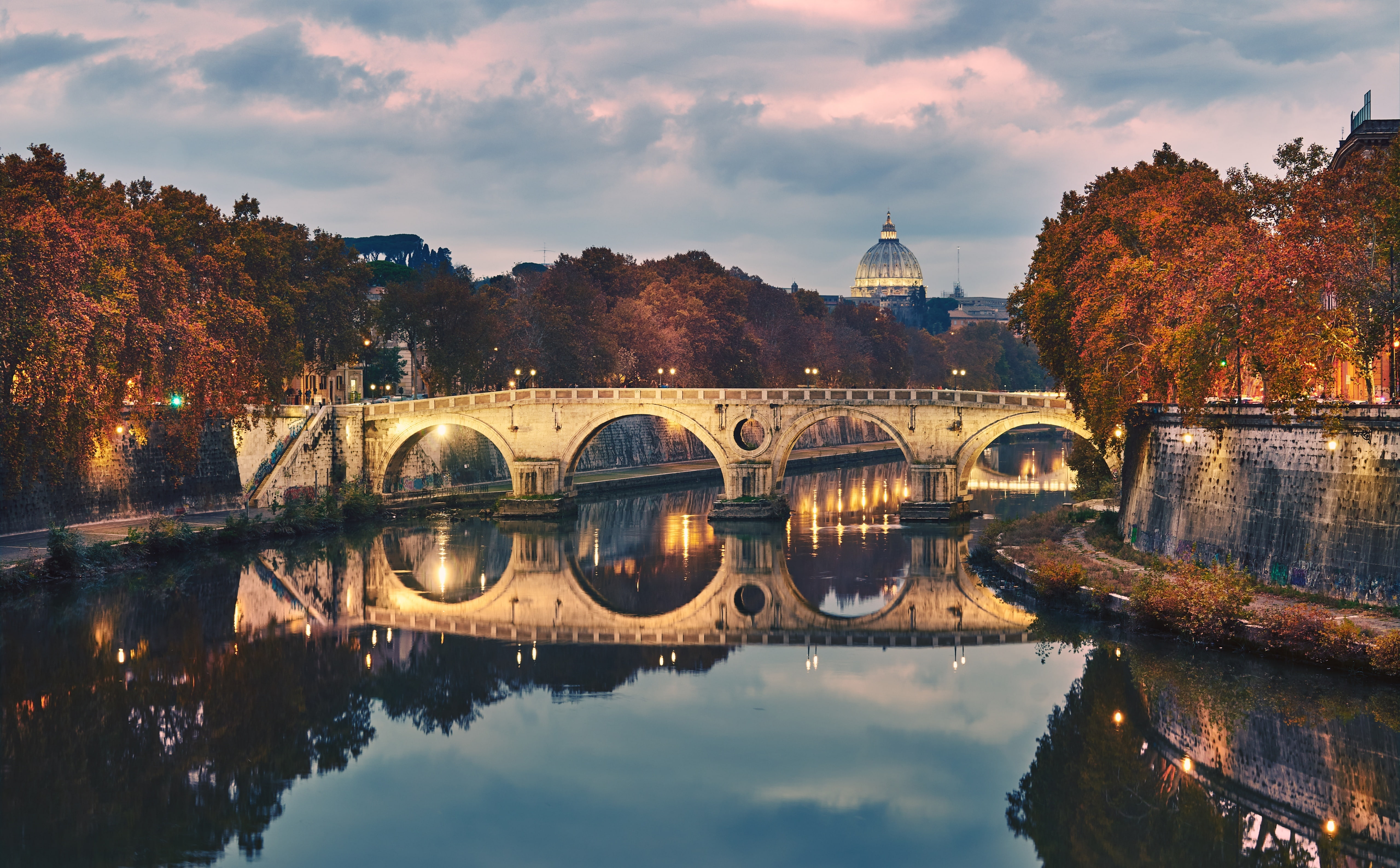 no people, cloud - sky, plant, river, sky, connection, 5K, water, building exterior, beige, ponte, nature, concrete, arch, bridge - man made structure, HD Wallpaper