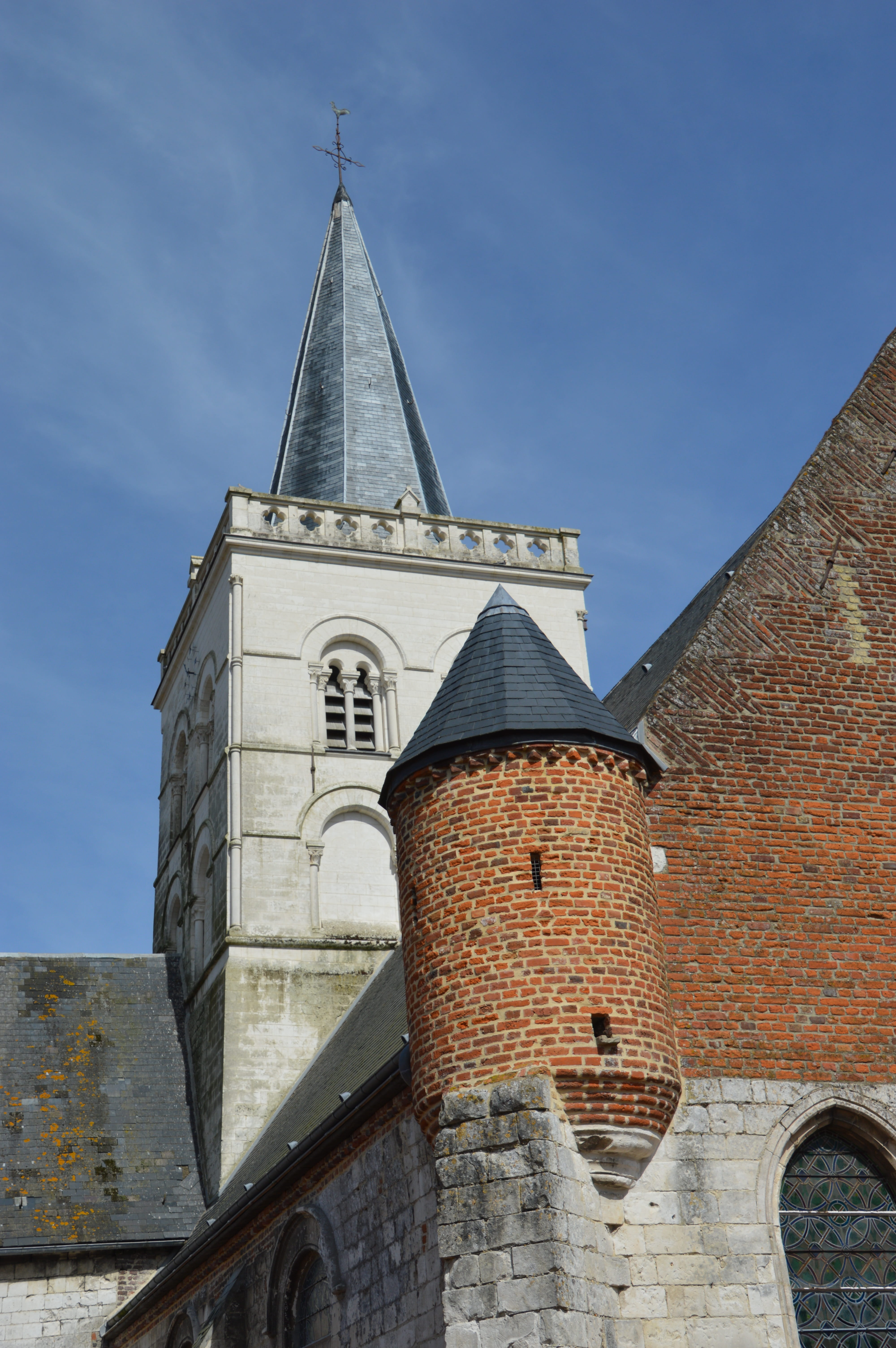 church of st nicholas, clock, low angle view, xii century, the past, day, outdoors, region nord pas-de-calais, france, travel destinations, nature, belief, Phone HD Wallpaper