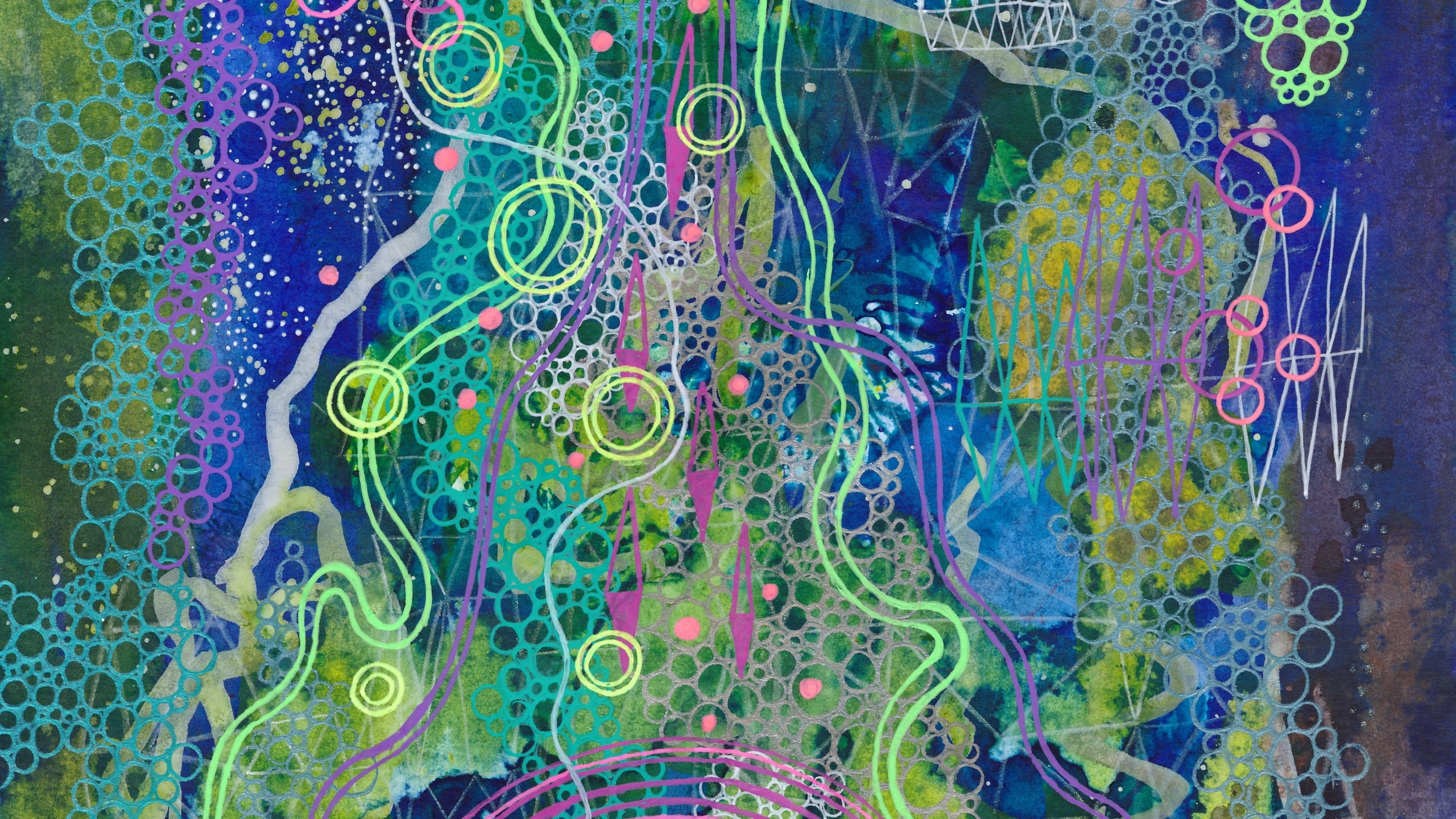 art, Abstract, blue, 2K, green, texture, asja boros, HD Wallpaper
