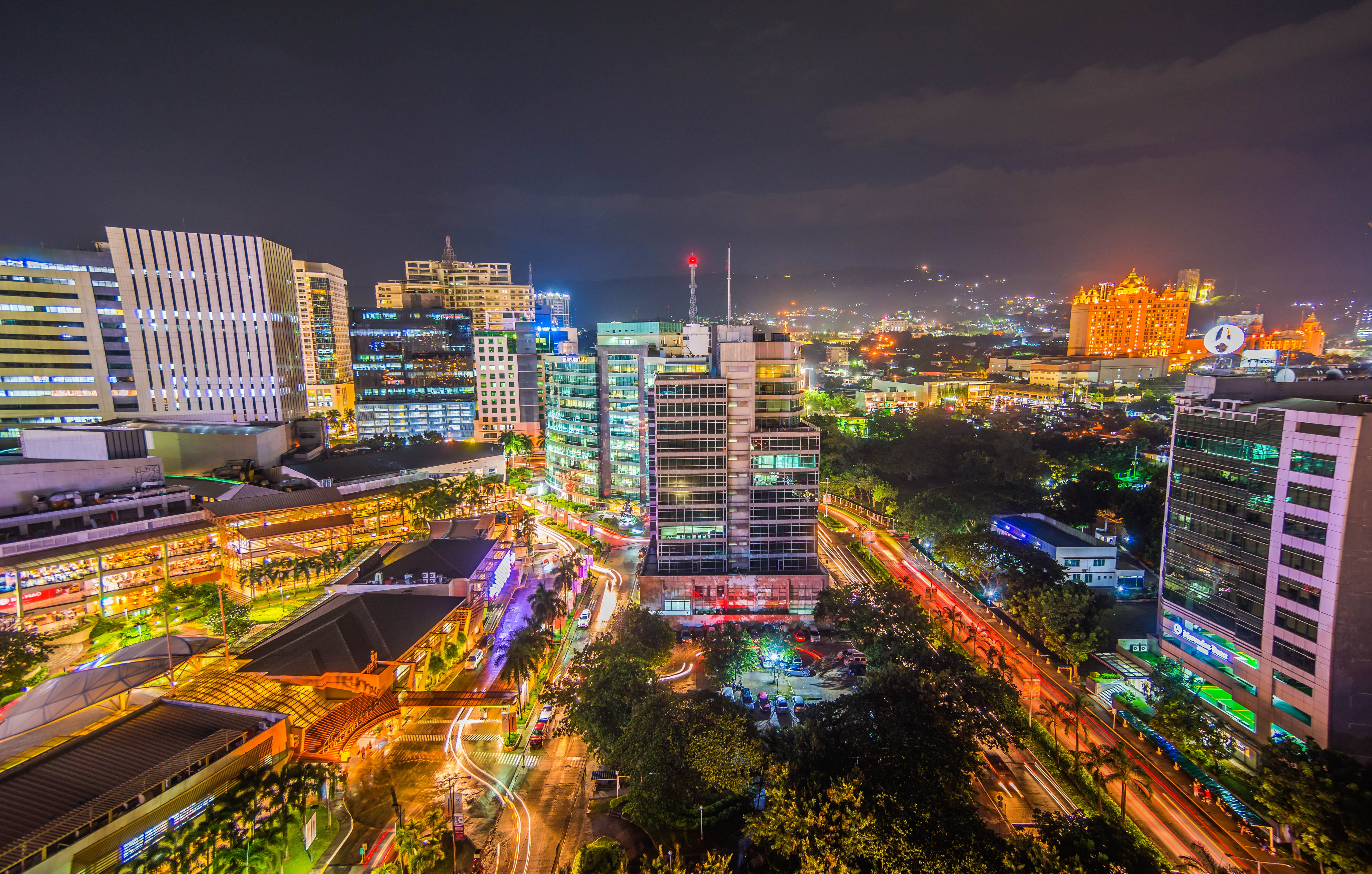 exposure, photo, skyscraper, lights, citylight, building, residential district, tower, architechural, sky, night, city, architecture, road, modern, 4K, HD Wallpaper