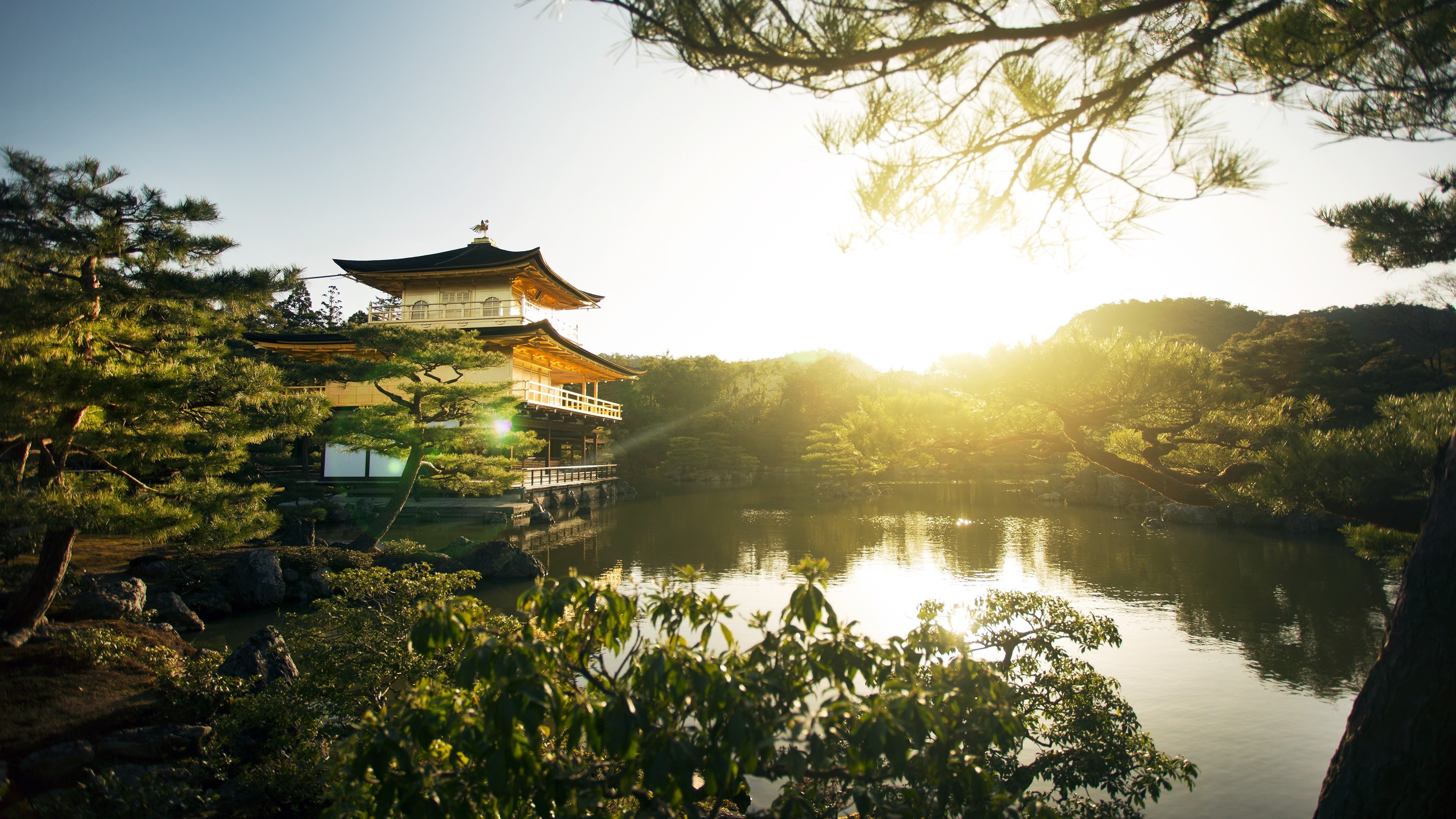 4K, landscape kinkakuji temple, HD Wallpaper
