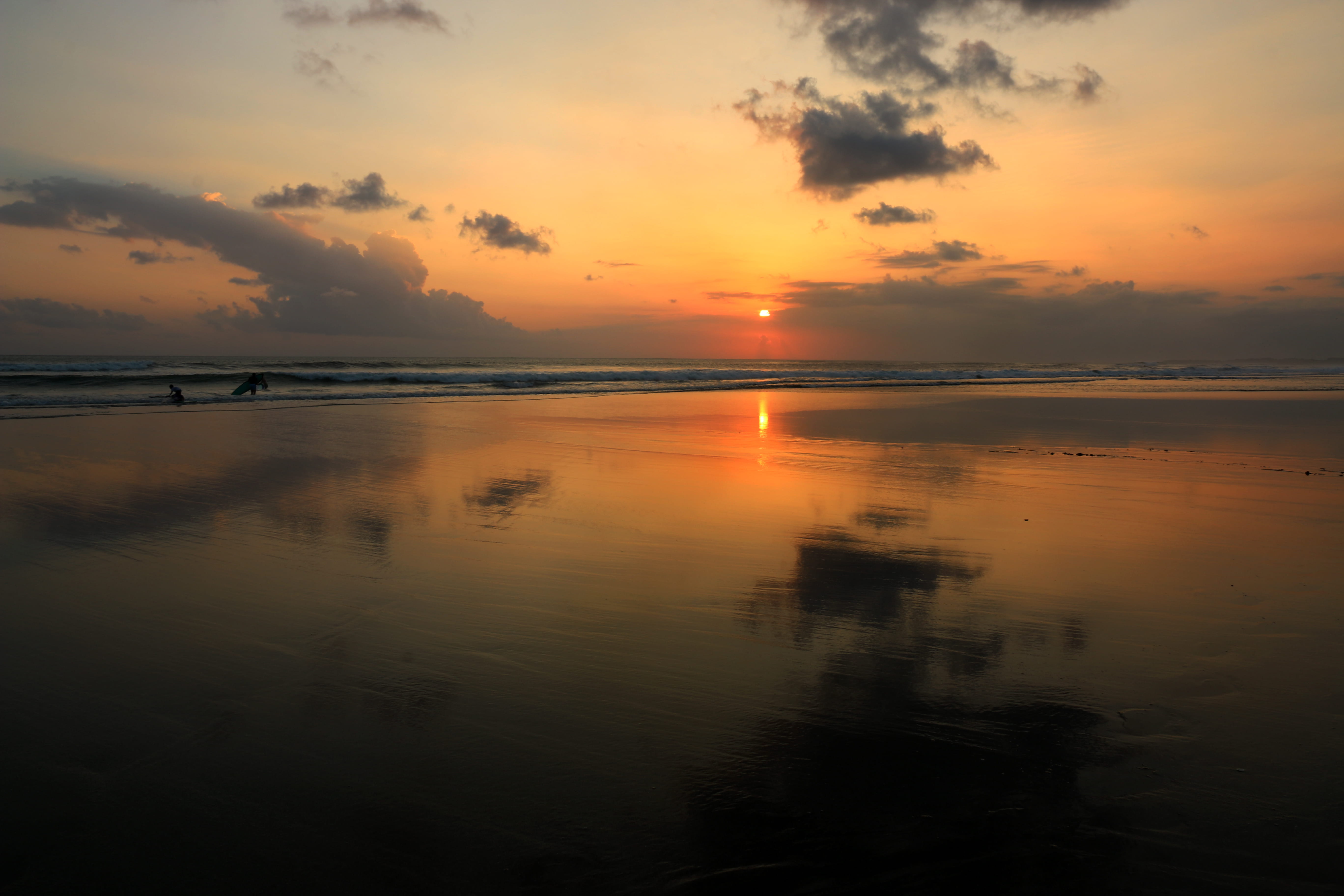 sun, 5K, sunset, idyllic, cloud - sky, non-urban scene, sky, reflection, no people, silhouette, land, tranquil scene, nature, scenics - nature, sea, seminyak, HD Wallpaper