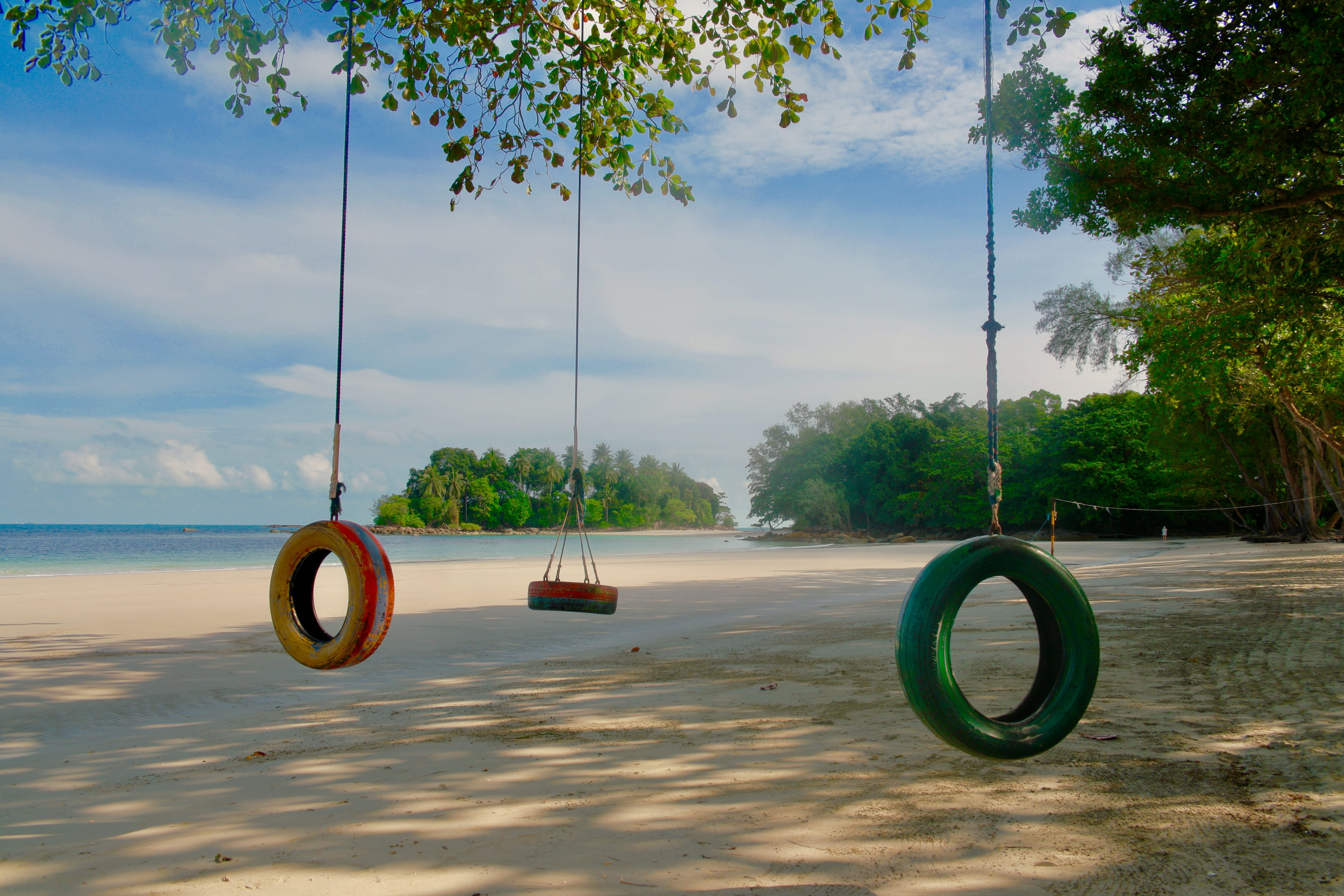 nature, nirwana beach club, tranquility, shape, transportation, bintan, tire, scenics - nature, beach, 5K, no people, lake, indonesia, outdoors, tire swing, HD Wallpaper