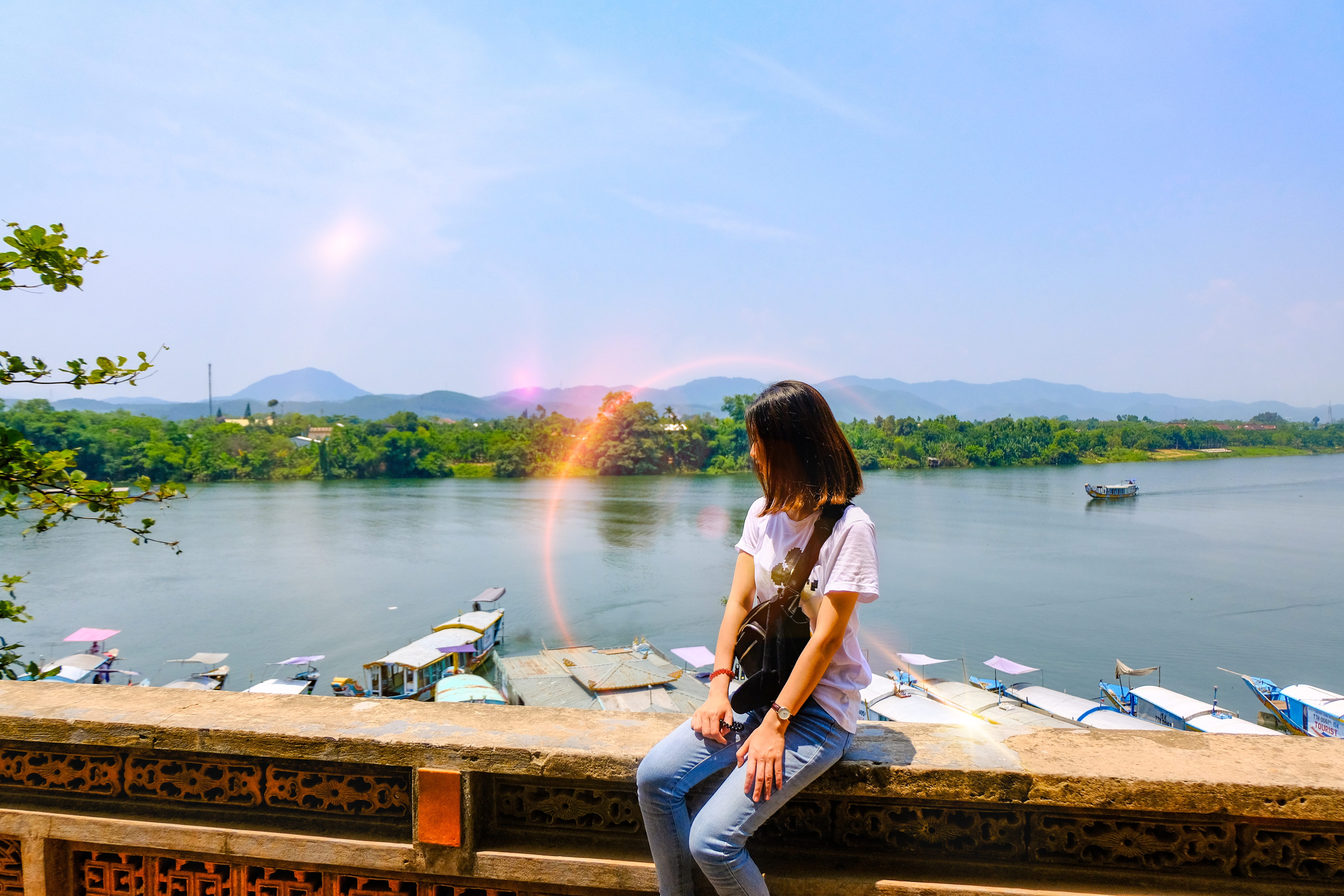nature, lifestyles, vietnam, young women, leisure activity, lake, landscape, hair, 5K, ships, hue city, beauty in nature, casual clothing, water, non-urban scene, HD Wallpaper