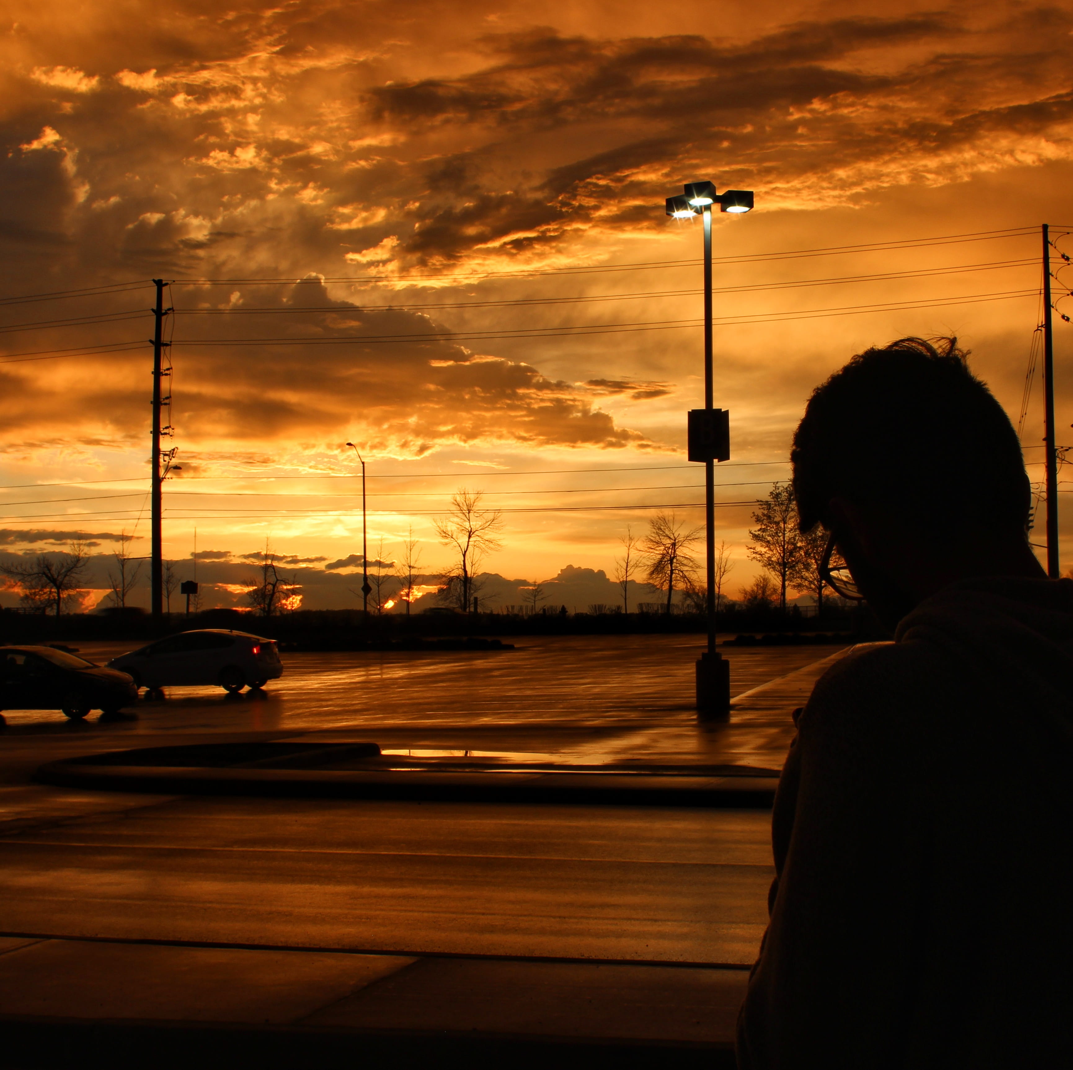 nature, amazing, orange color, rear view, hdr, sunset, transportation, mode of transportation, city, street, one person, street light, lifestyles, saturation, HD Wallpaper