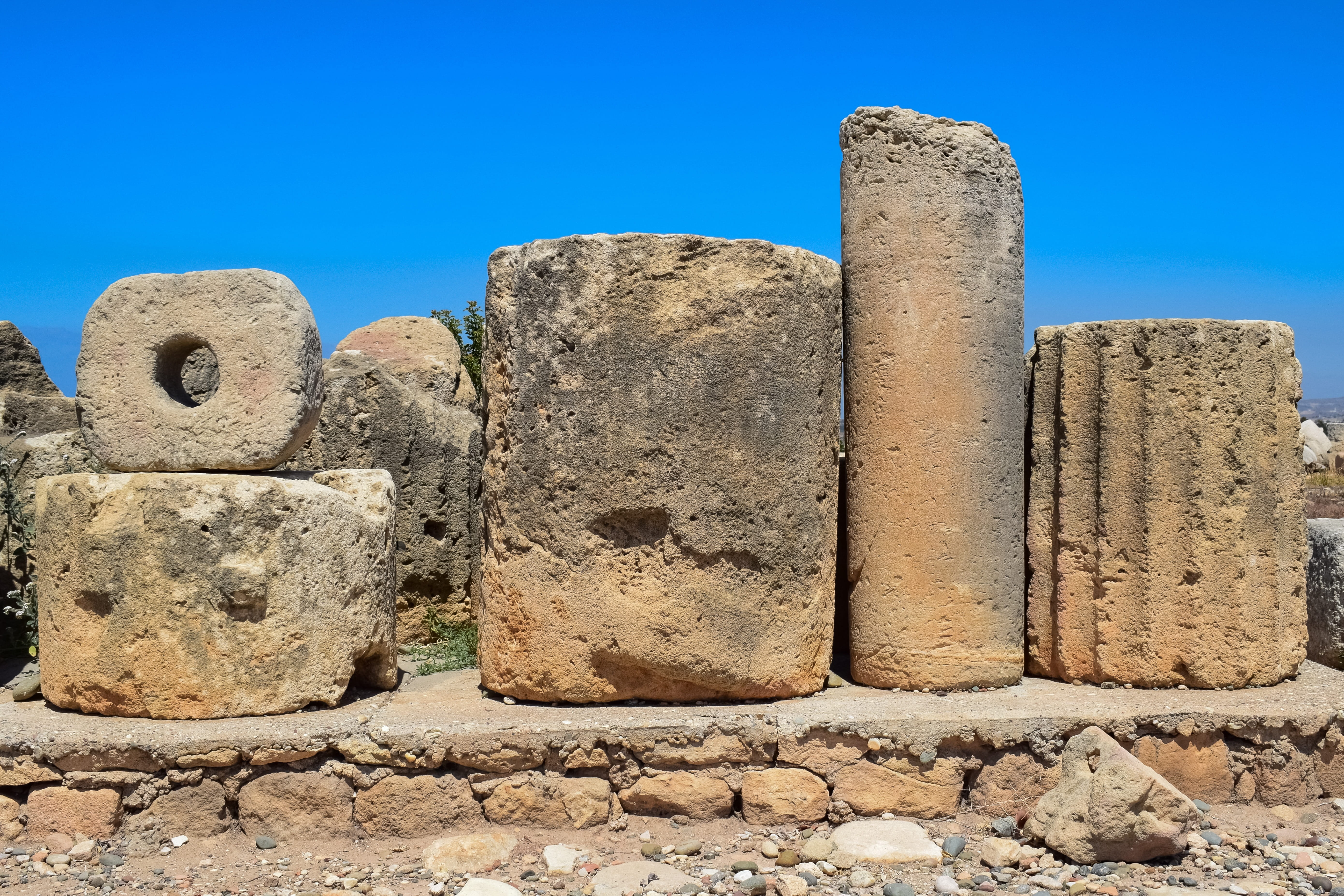 excavations, kouklia, sky, archaeological, ruins, remains, blue, no people, wall, built structure, heritage, old, monument, sunlight, stone material, ancient civilization, HD Wallpaper